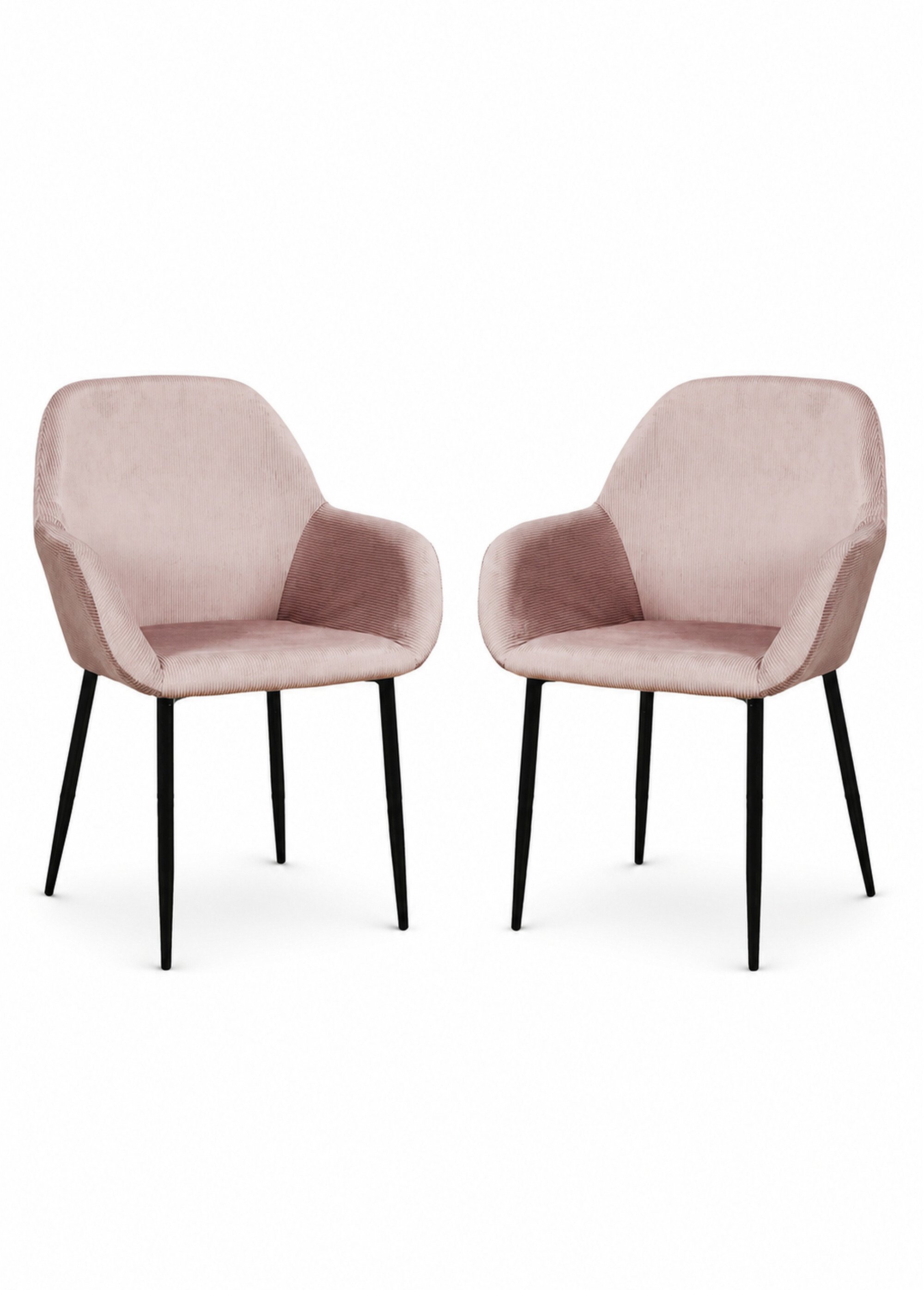 Set 2 Fauteuils velours cotelé, pieds métal ROSE CMP-HD6831 FA1