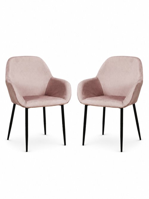 Set 2 Fauteuils velours cotelé, pieds métal ROSE CMP-HD6831 FA1