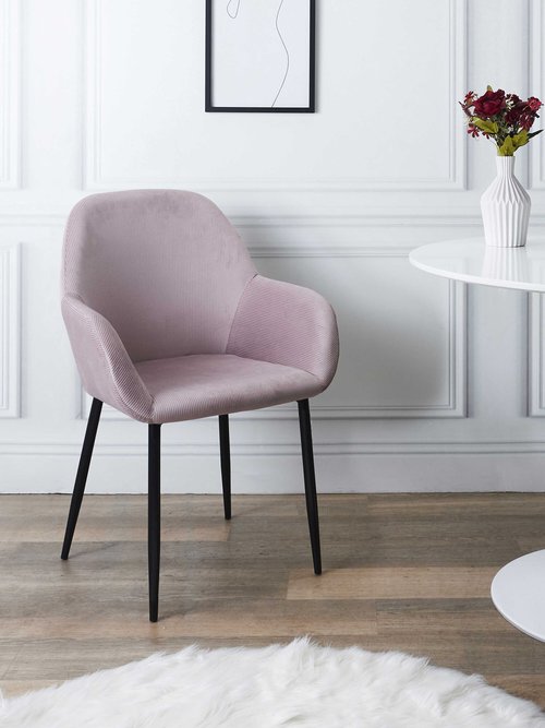 Set 2 Fauteuils velours cotelé, pieds métal ROSE CMP-HD6831 SI1