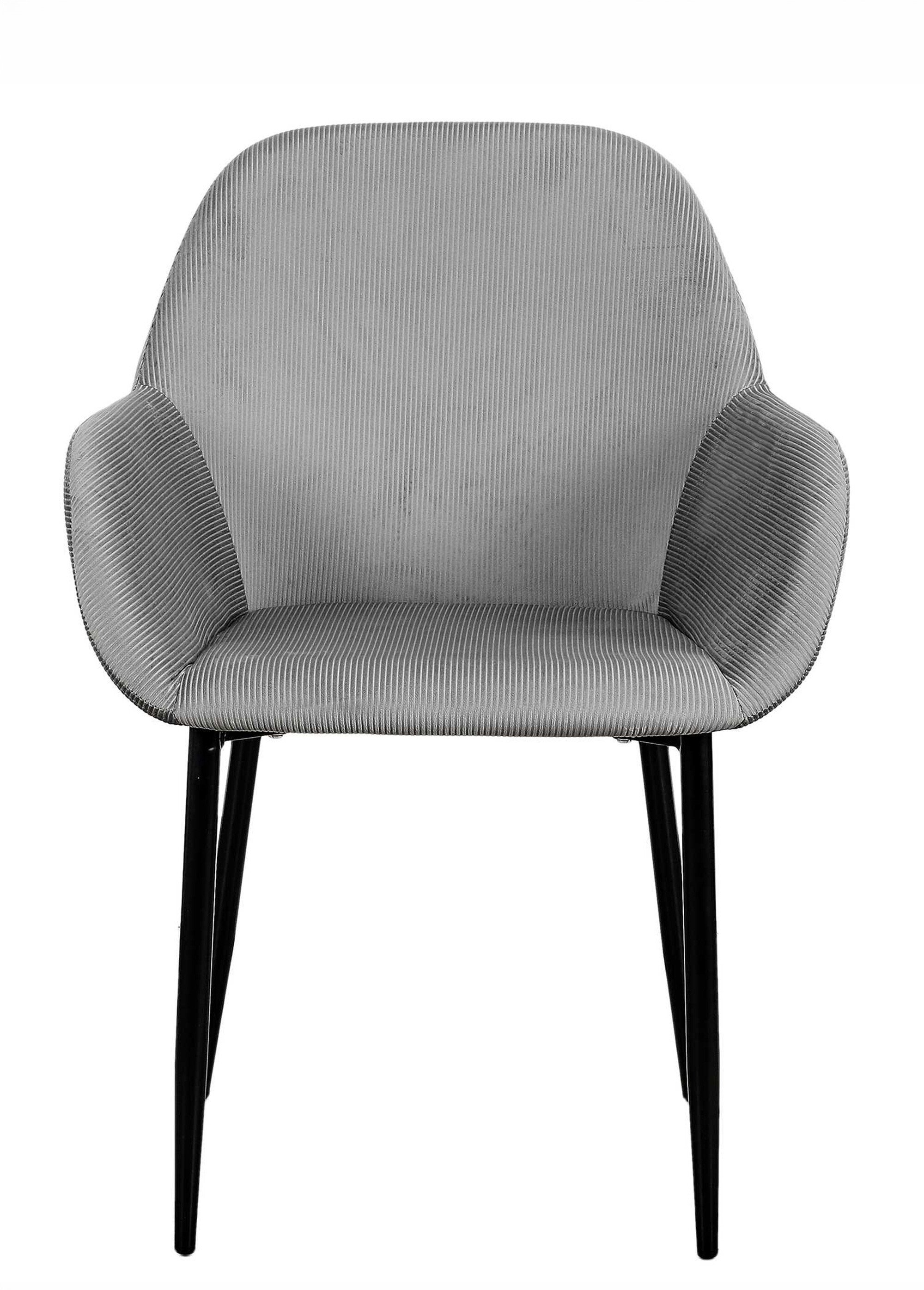 Set 2 Fauteuils velours cotelé, pieds métal GRIS CMP-HD6831 DE1