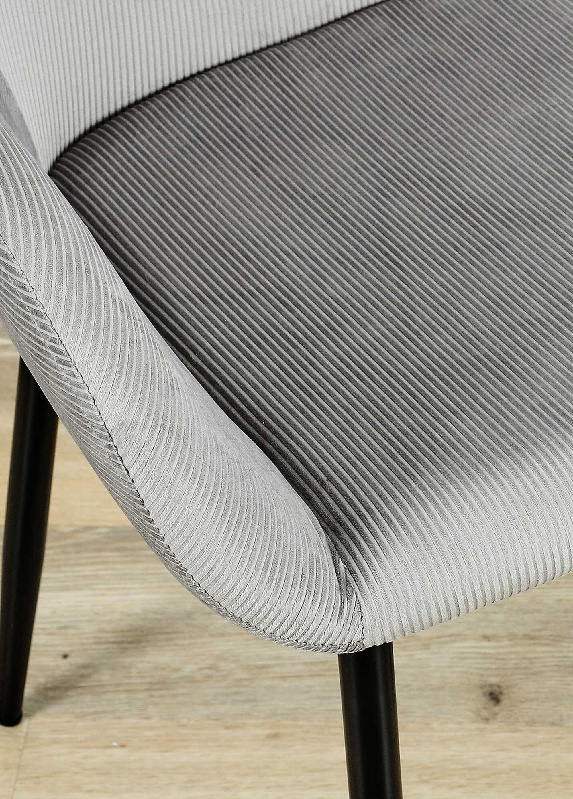 Set 2 Fauteuils velours cotelé, pieds métal GRIS CMP-HD6831 DE2
