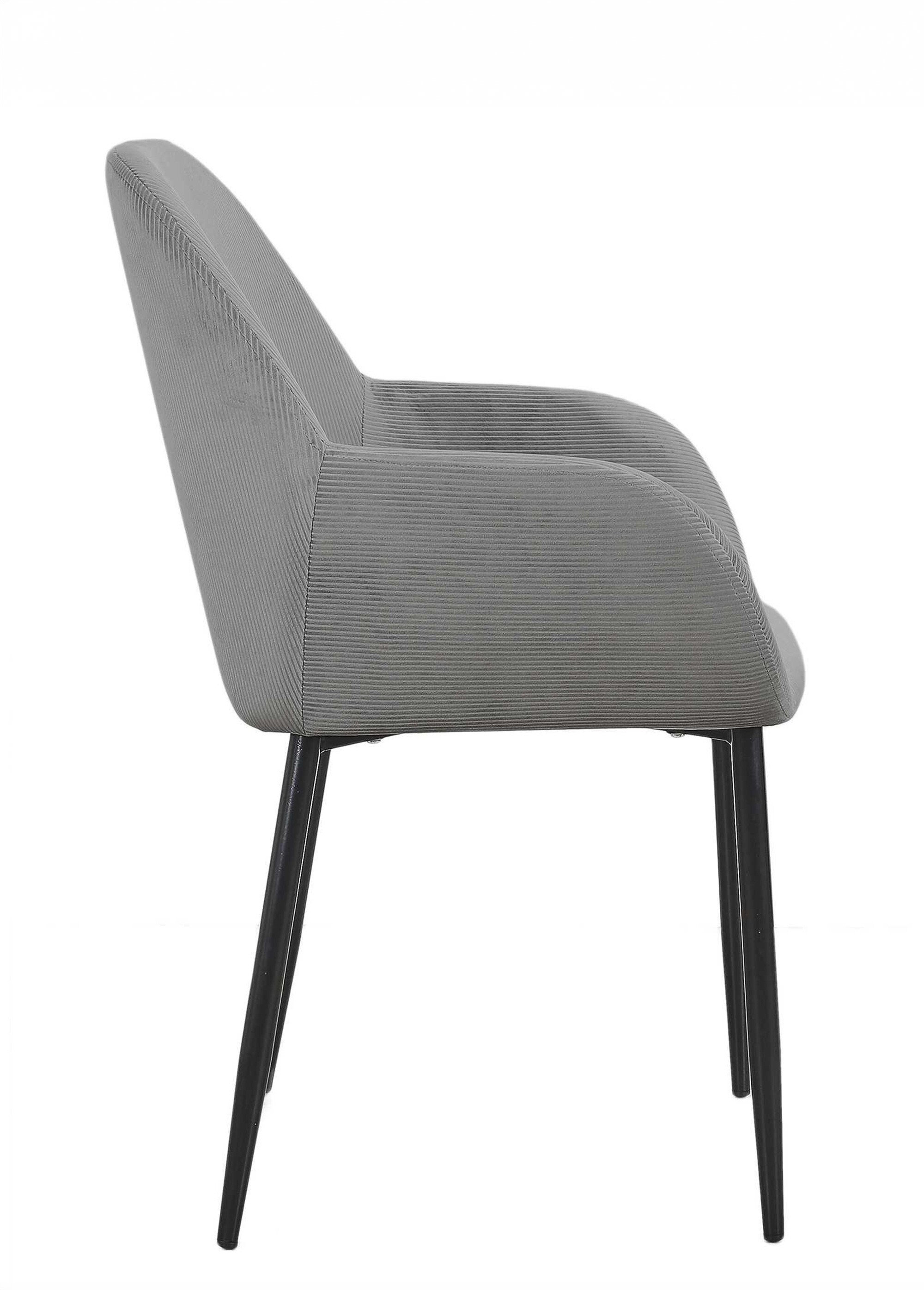 Set 2 Fauteuils velours cotelé, pieds métal GRIS CMP-HD6831 DR1