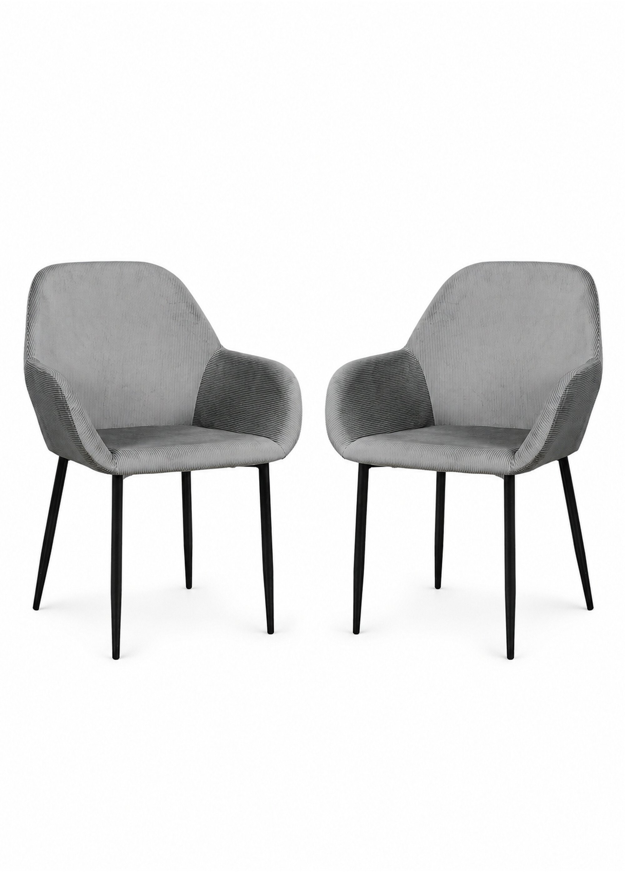 Set 2 Fauteuils velours cotelé, pieds métal GRIS CMP-HD6831 FA1