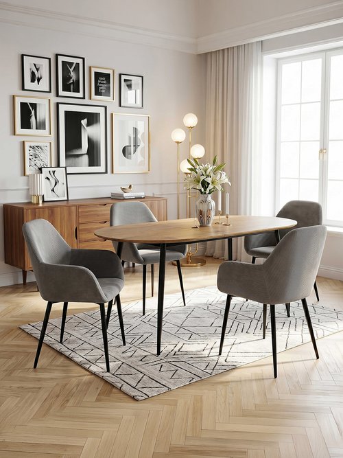 Set 2 Fauteuils velours cotelé, pieds métal GRIS CMP-HD6831 SI1