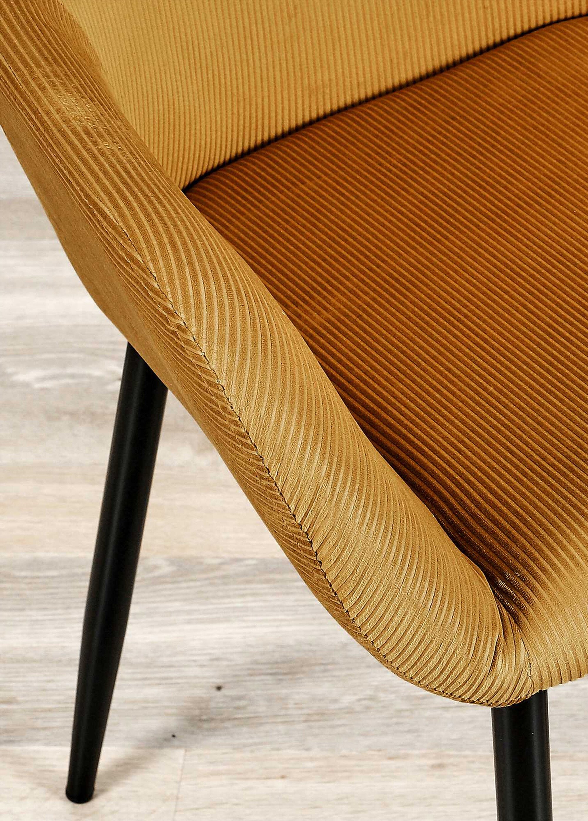 Set 2 Fauteuils velours cotelé, pieds métal JAUNE CMP-HD6831 DE2