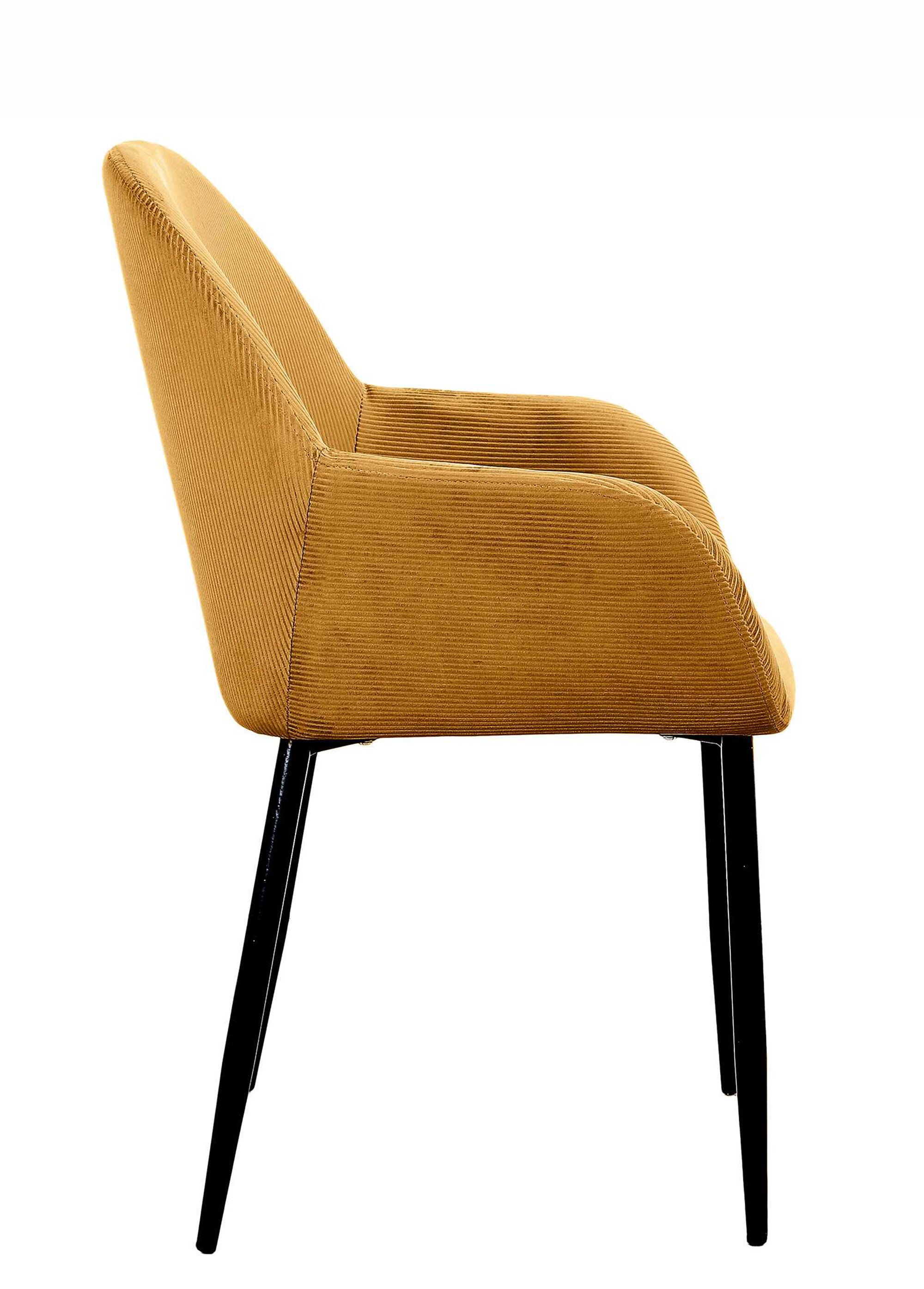 Set 2 Fauteuils velours cotelé, pieds métal JAUNE CMP-HD6831 DR1