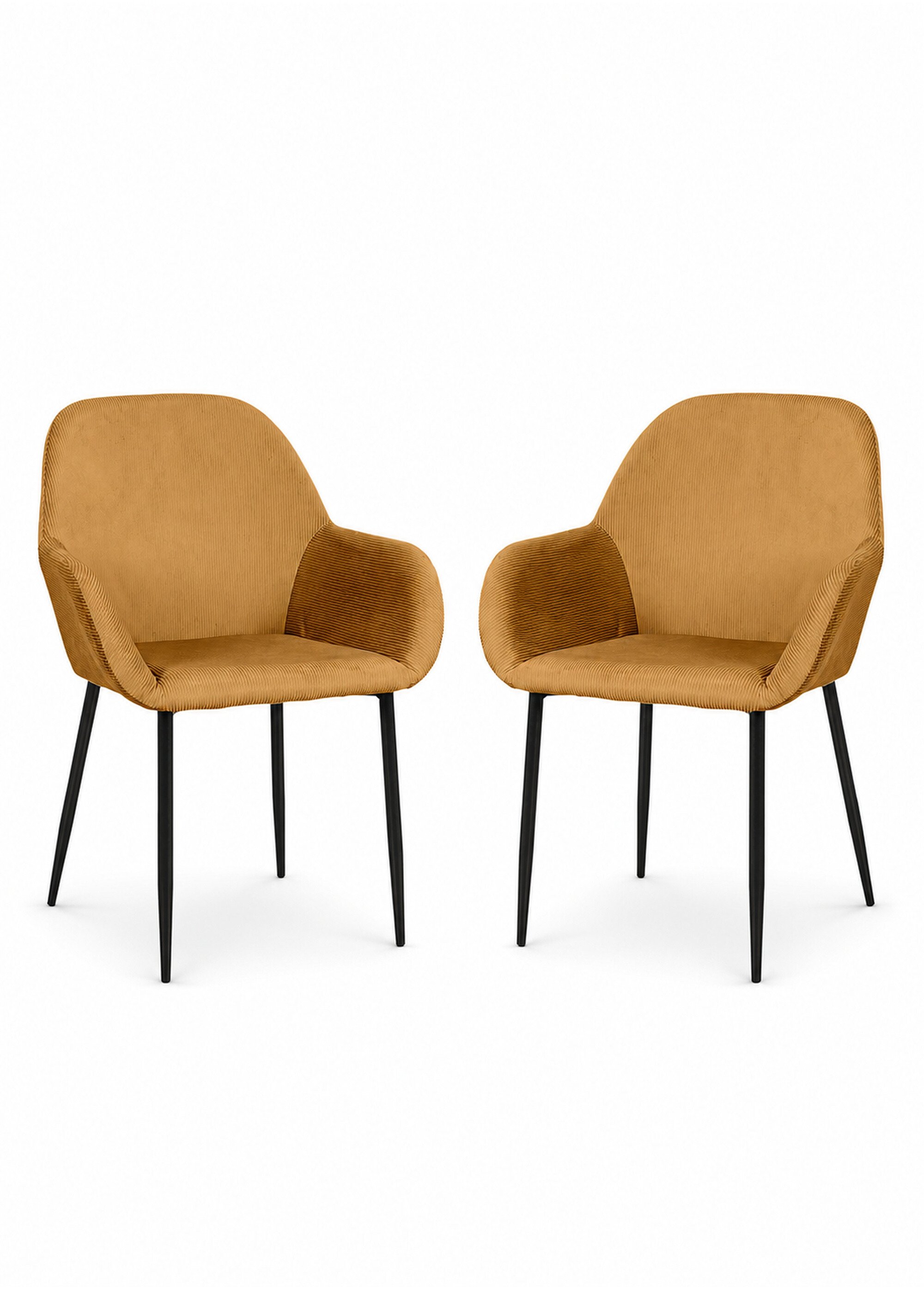 Set 2 Fauteuils velours cotelé, pieds métal JAUNE CMP-HD6831 FA1