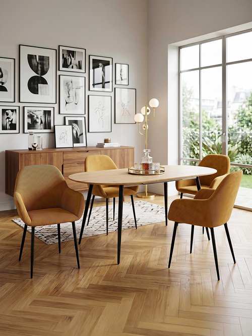 Set 2 Fauteuils velours cotelé, pieds métal JAUNE CMP-HD6831 SI1
