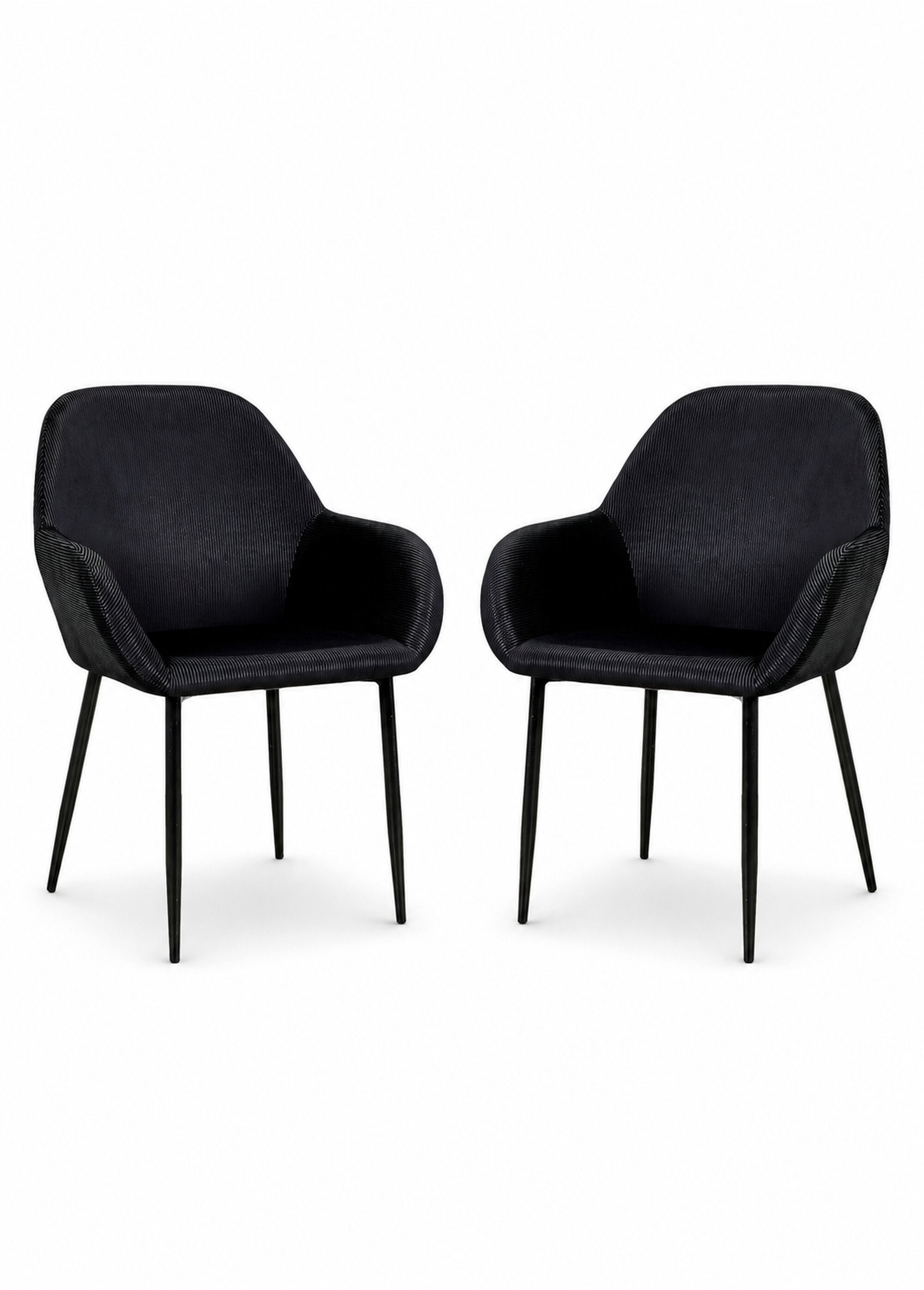 Set 2 Fauteuils velours cotelé, pieds métal NOIR CMP-HD6831 FA1
