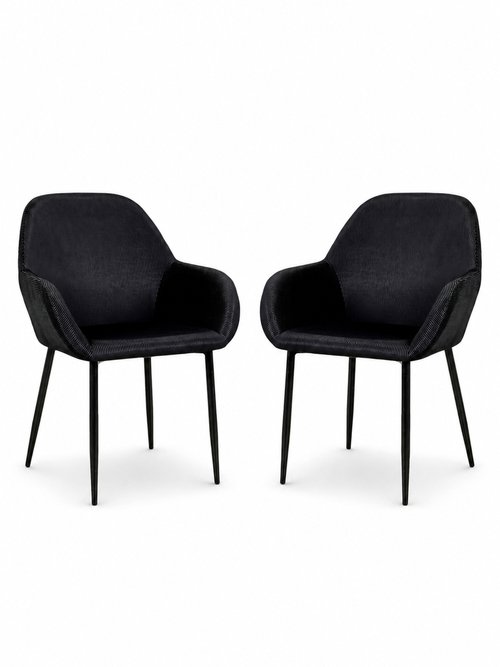 Set 2 Fauteuils velours cotelé, pieds métal NOIR CMP-HD6831 FA1