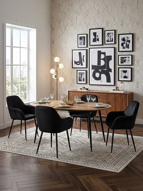 Set 2 Fauteuils velours cotelé, pieds métal NOIR CMP-HD6831 SI1