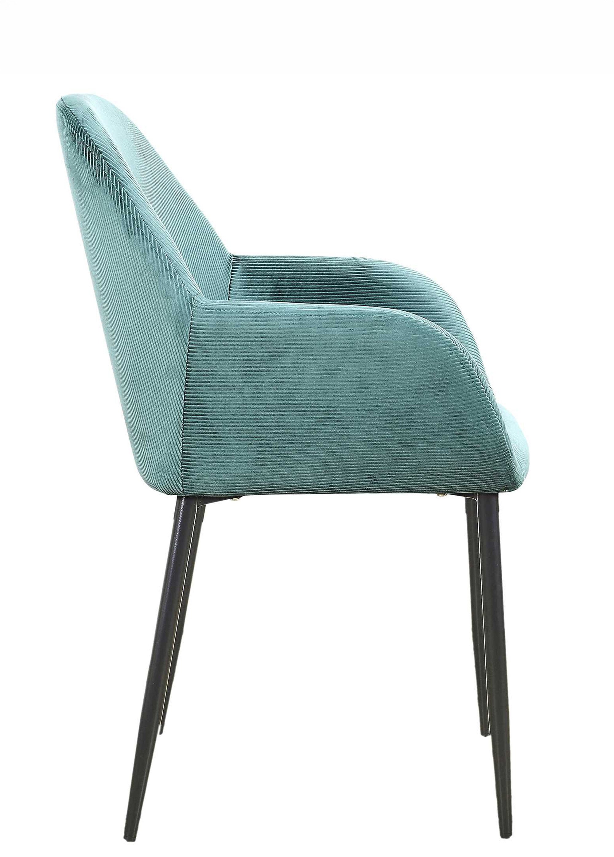 Set 2 Fauteuils velours cotelé, pieds métal BLEU CMP-HD6831 DR1