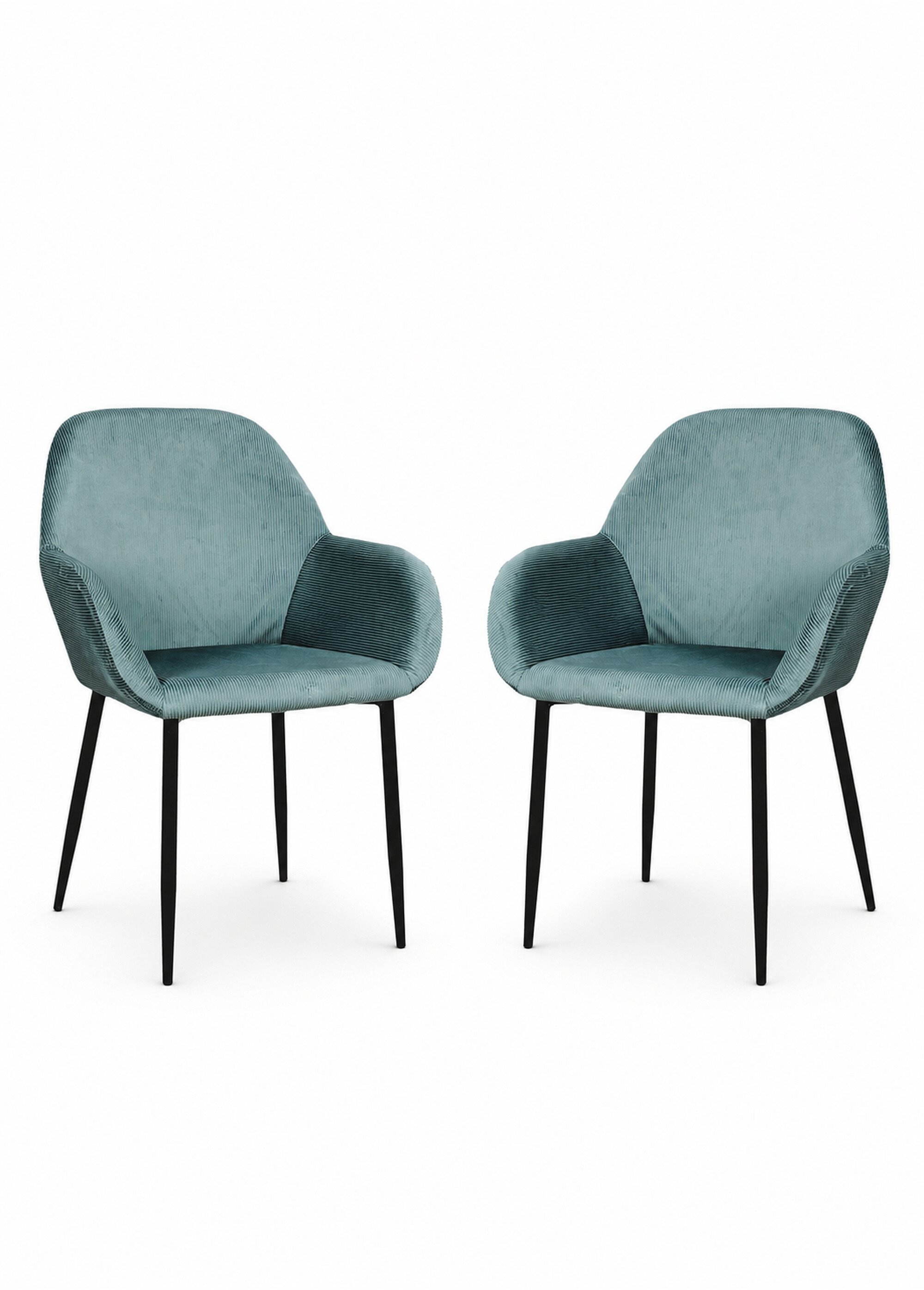 Set 2 Fauteuils velours cotelé, pieds métal BLEU CMP-HD6831 FA1