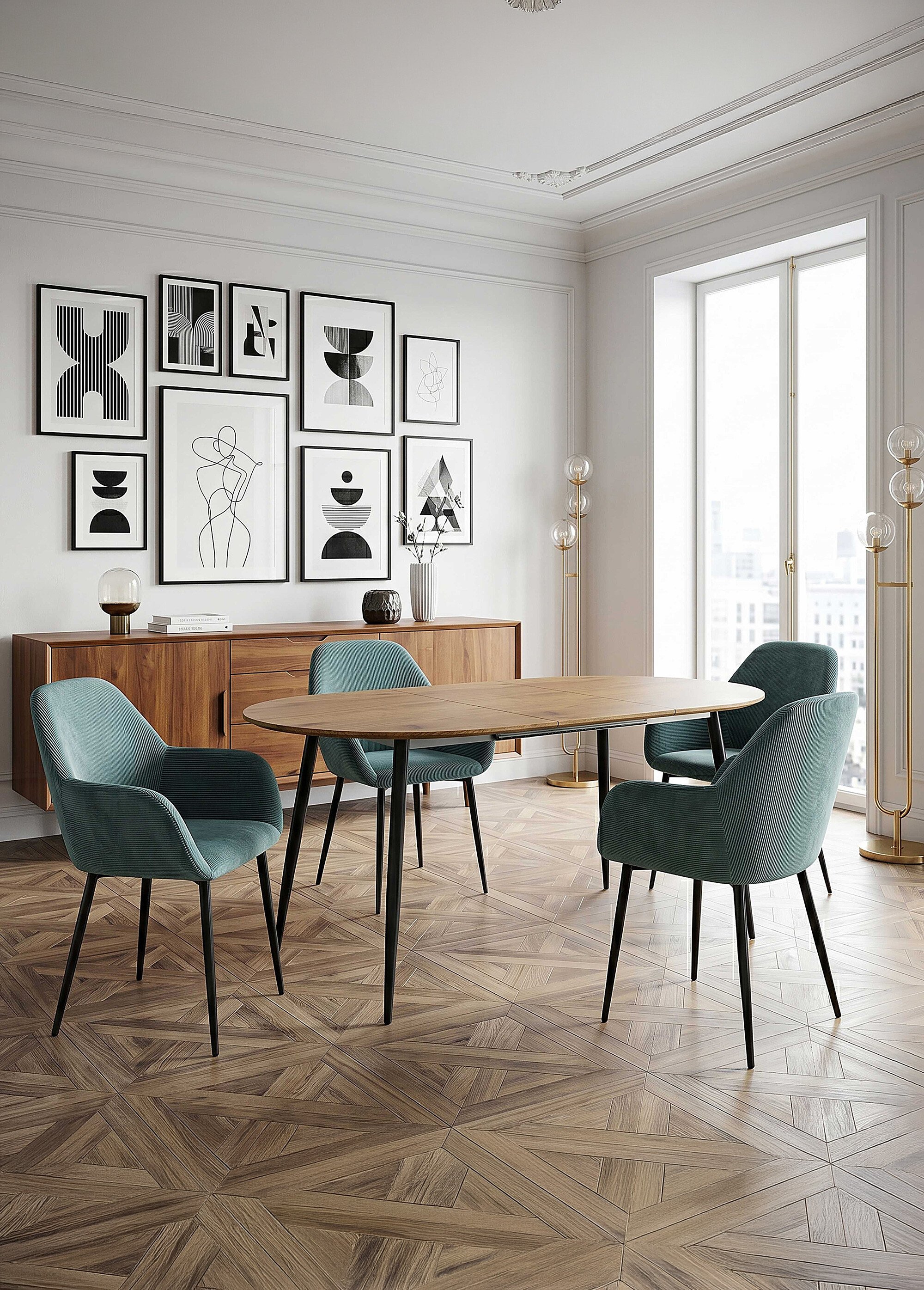 Set 2 Fauteuils velours cotelé, pieds métal BLEU CMP-HD6831 SI1