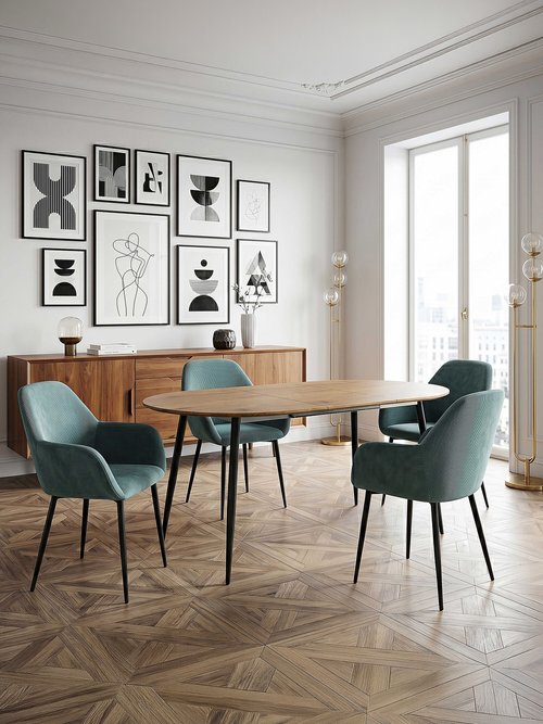 Set 2 Fauteuils velours cotelé, pieds métal BLEU CMP-HD6831 SI1