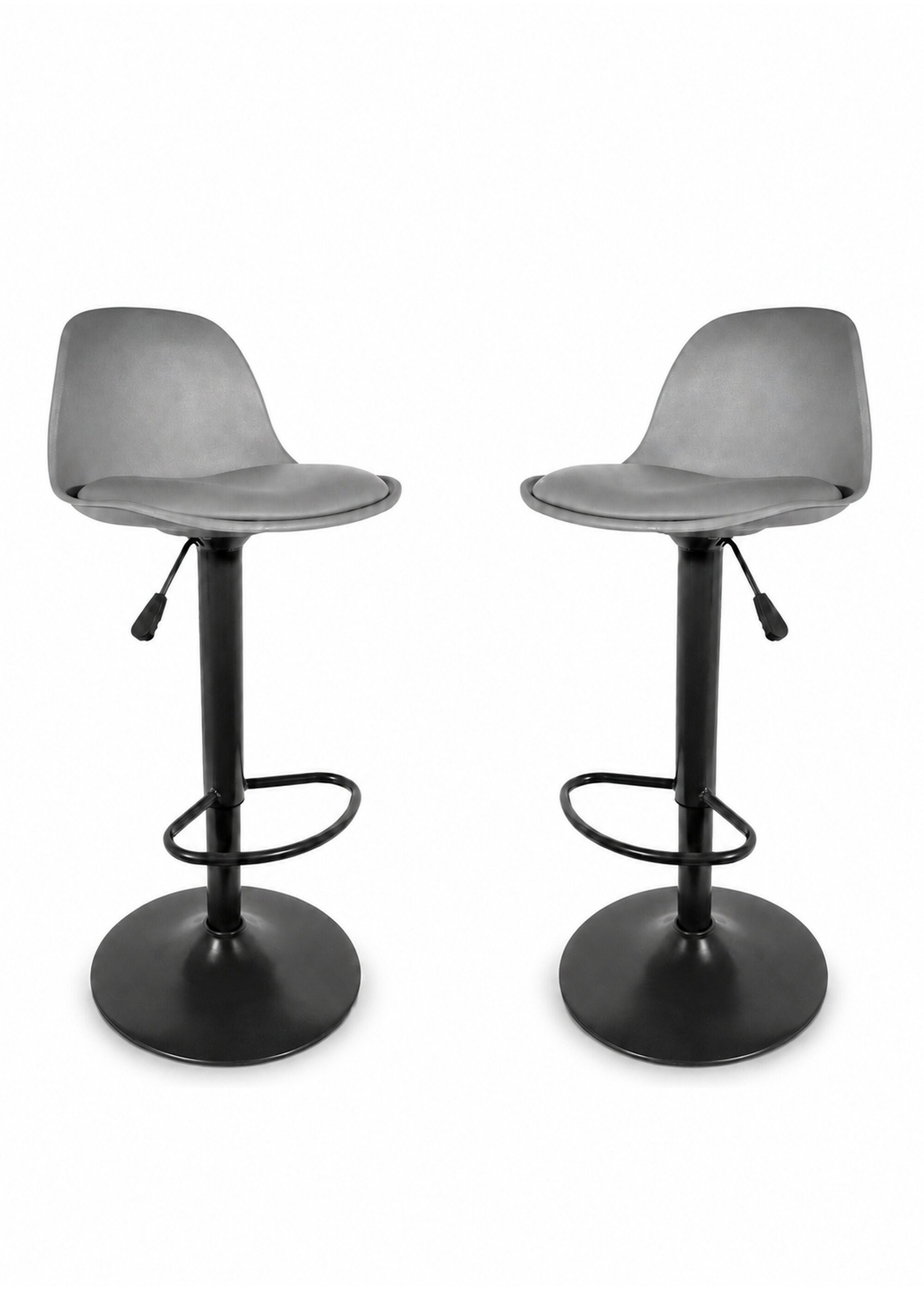 Set 2 Tabourets de bar en simili, 1G GRIS CMP-HD6217 FA1