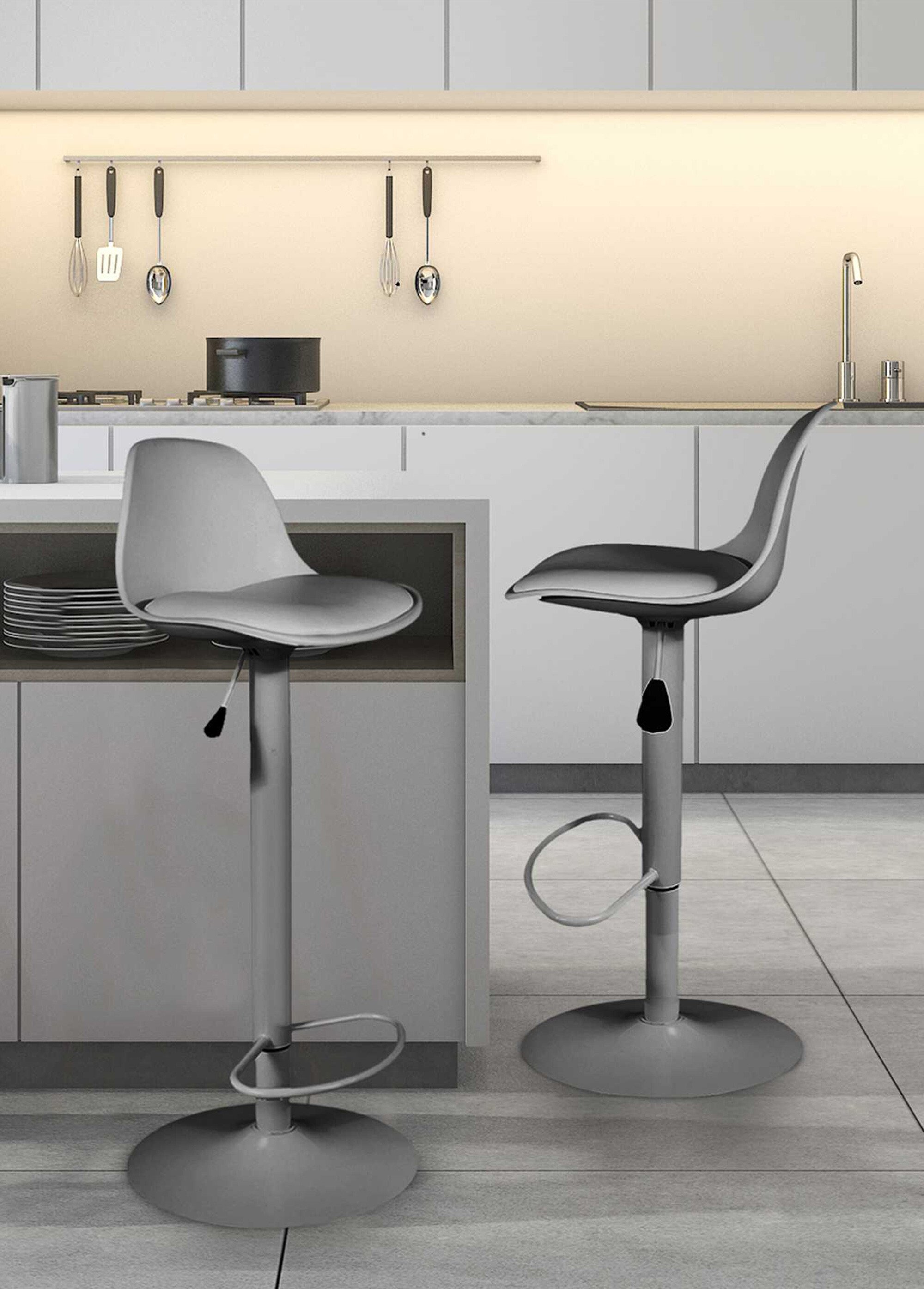 Set 2 Tabourets de bar en simili, 1G GRIS CMP-HD6217 SI1