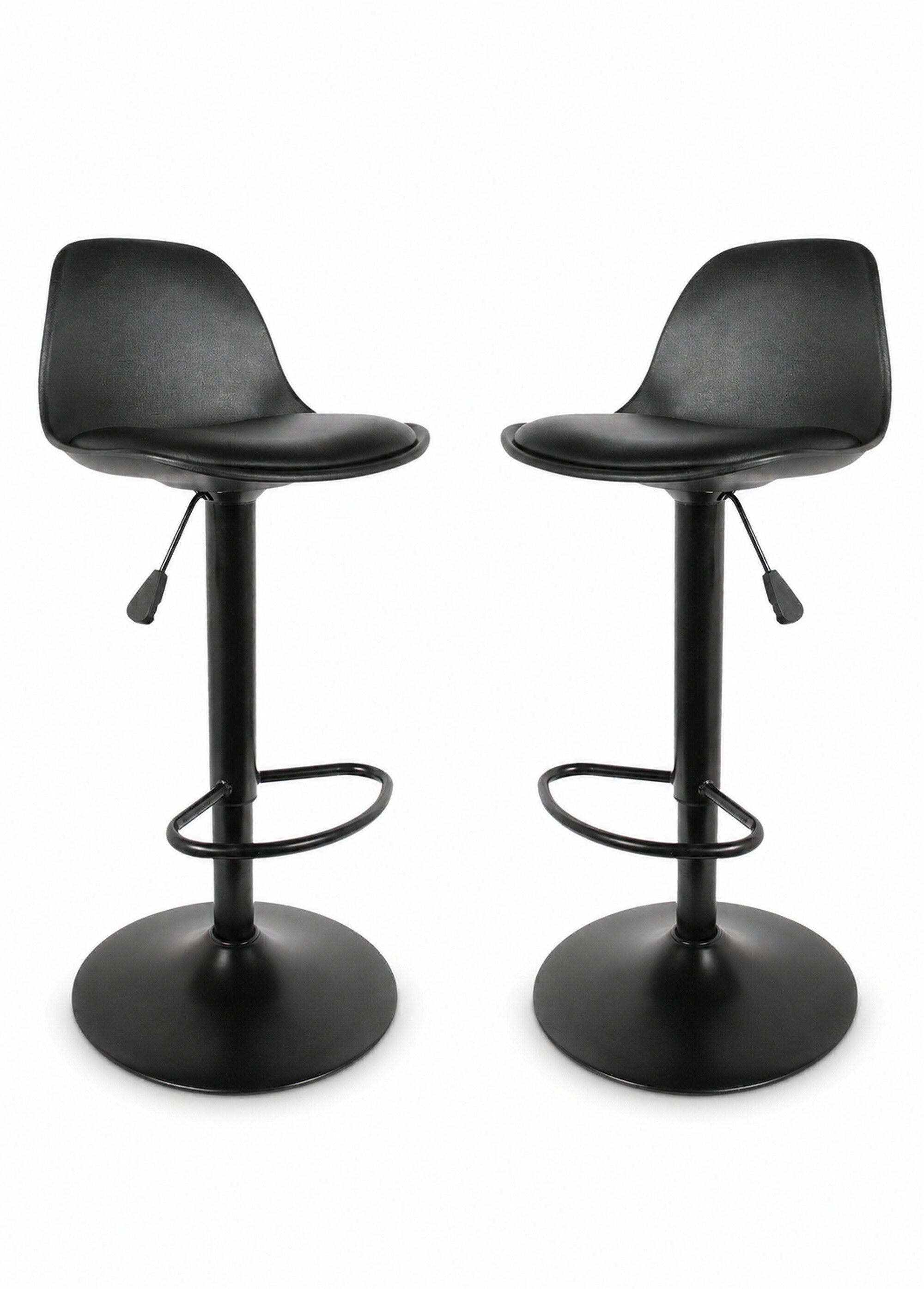 Set 2 Tabourets hauts en simili, 2N NOIR CMP-HD6215 FA1
