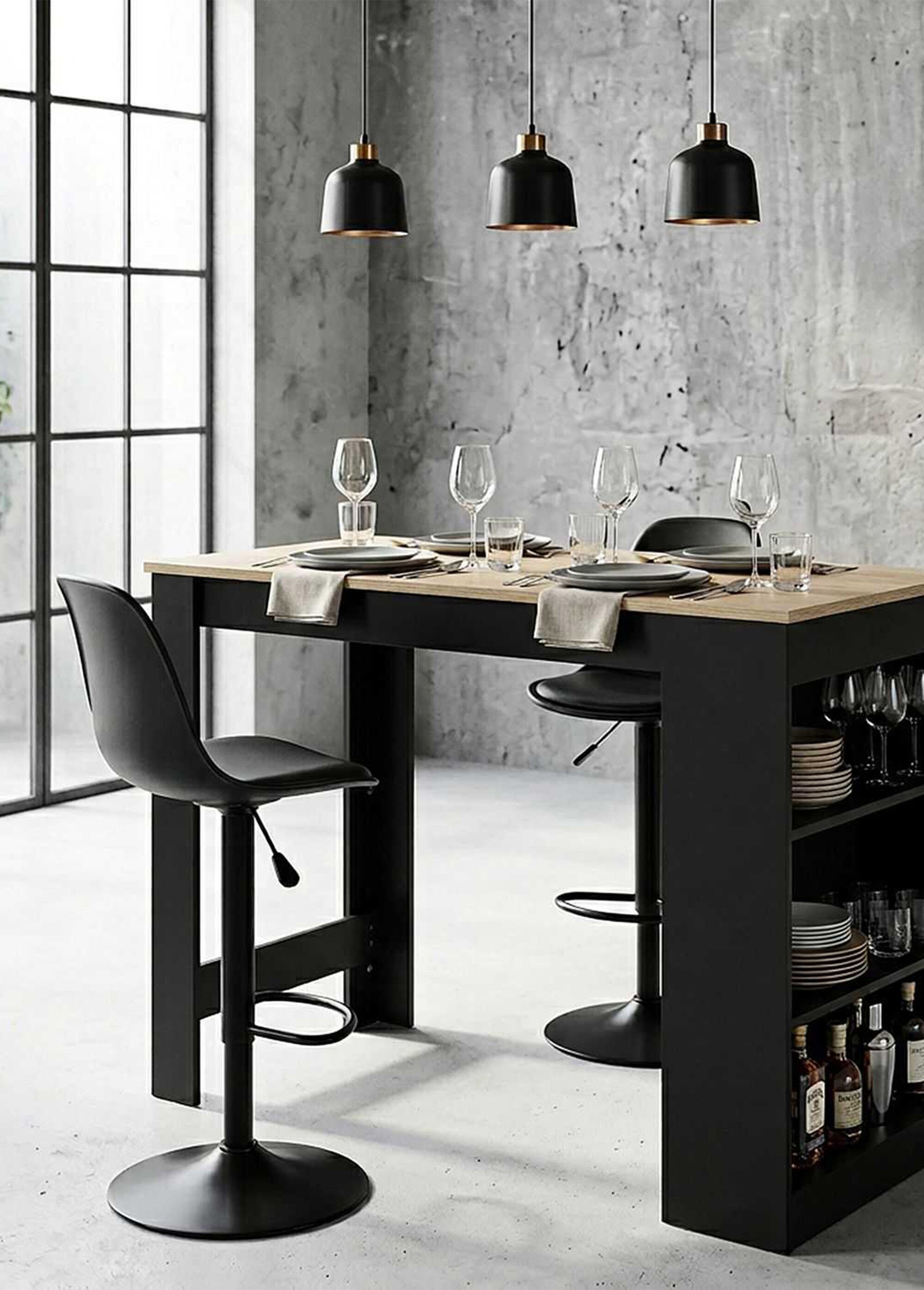 Set 2 Tabourets hauts en simili, 2N NOIR CMP-HD6215 SI1