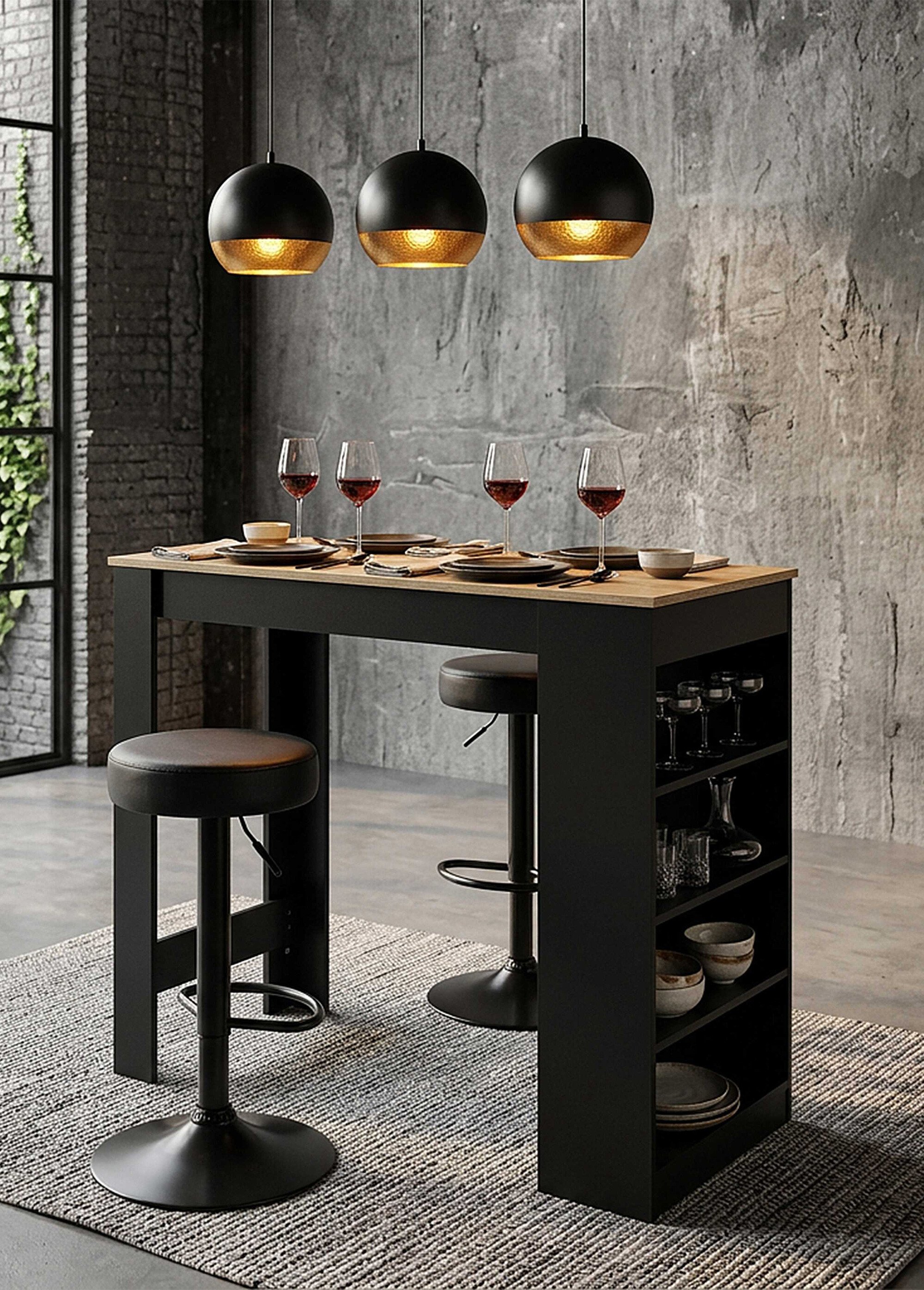 Set 2 Tabourets hauts sans dossier NOIR CMP-HD7605 SI1
