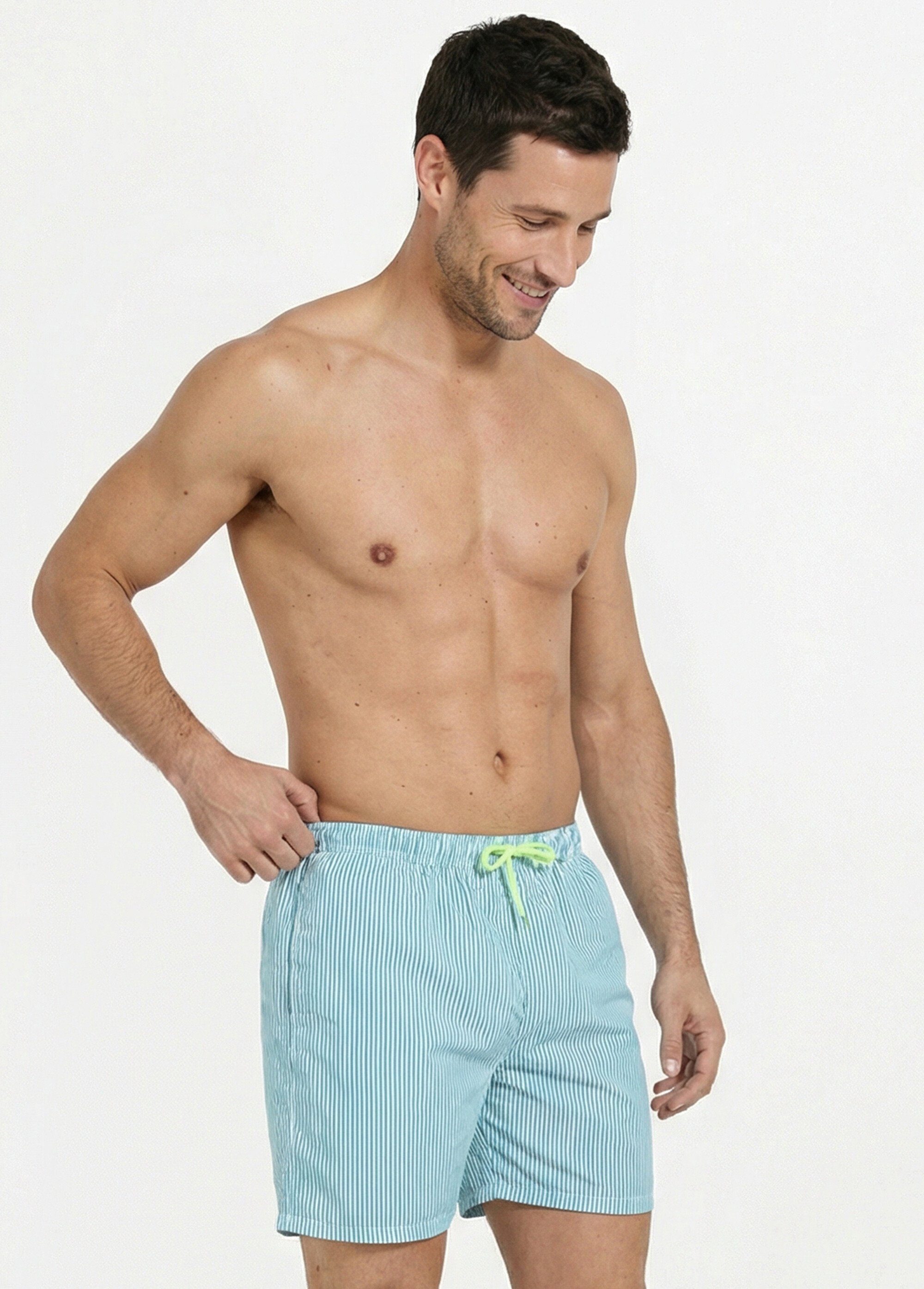 Short de bain à rayures fines Homme Vert SUNSTH831 MV1