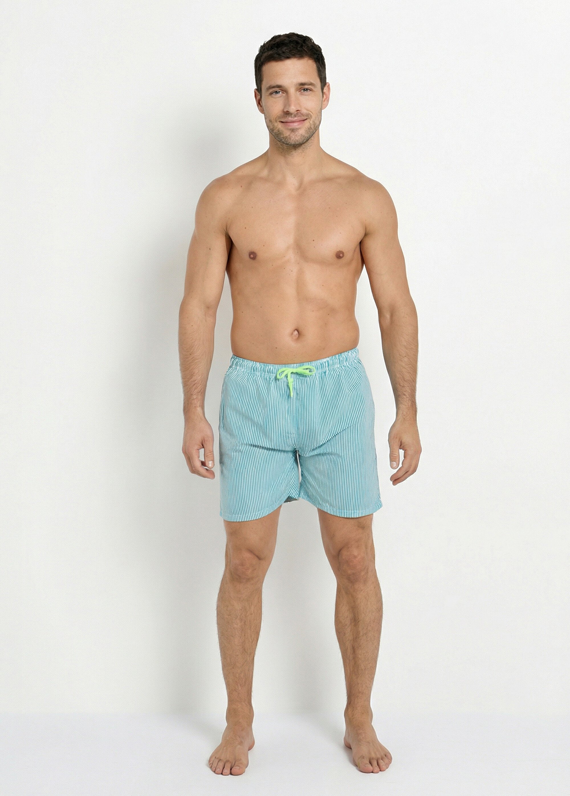 Short de bain à rayures fines Homme Vert SUNSTH831 SF1
