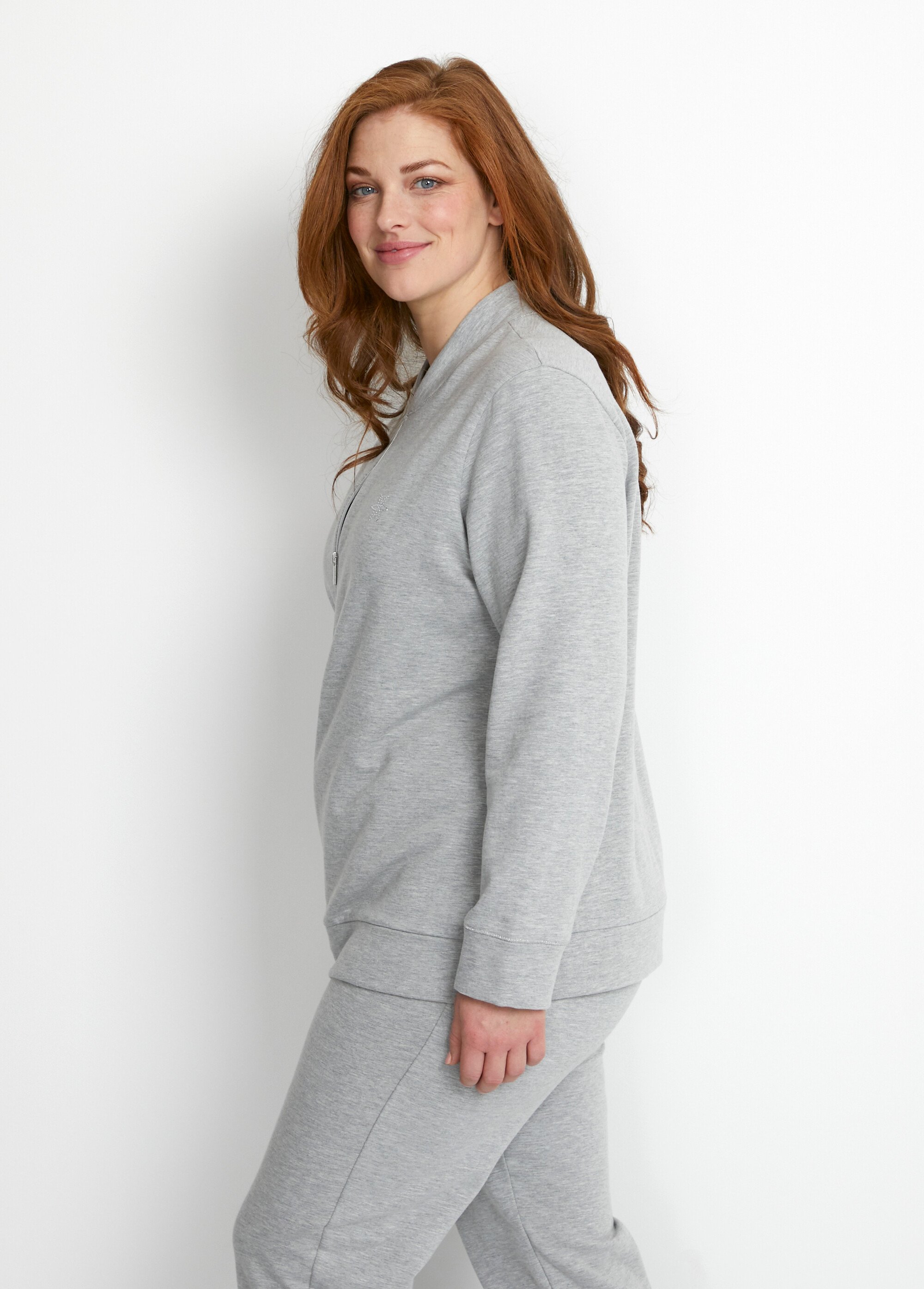 Sweat d'intérieur zippé manches longues Femme Grande Taille Gris SEVRES DR1