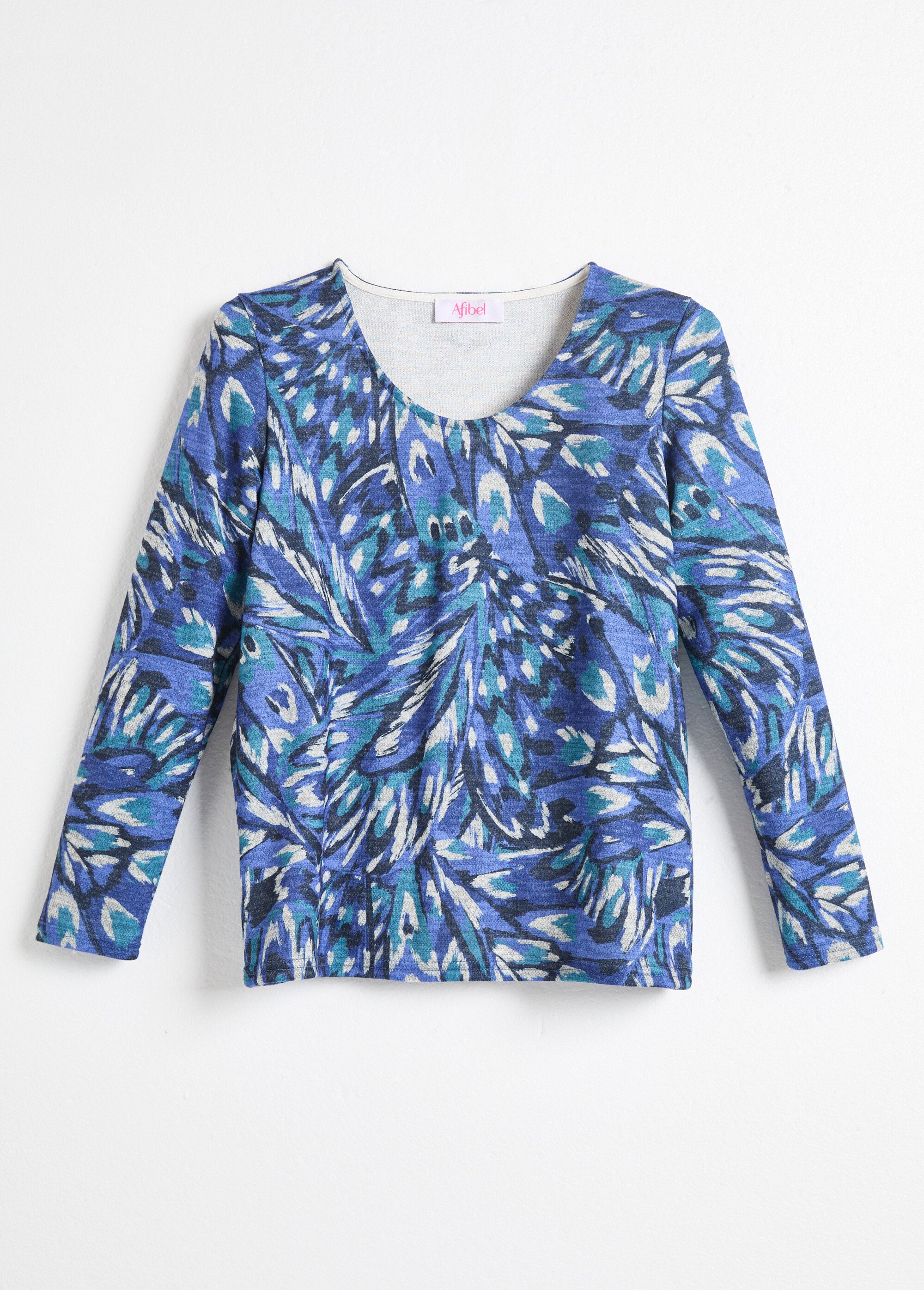 T-shirt chaud col rond imprimé Femme Bleu CISTINE AP1