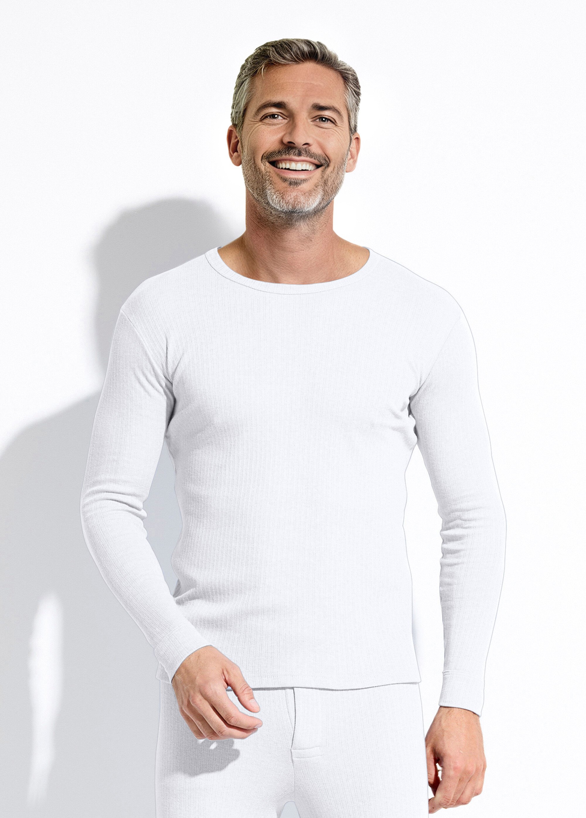 T-shirt sous-vêtement chaud col rond manches longues Homme Blanc ICTUS FA1