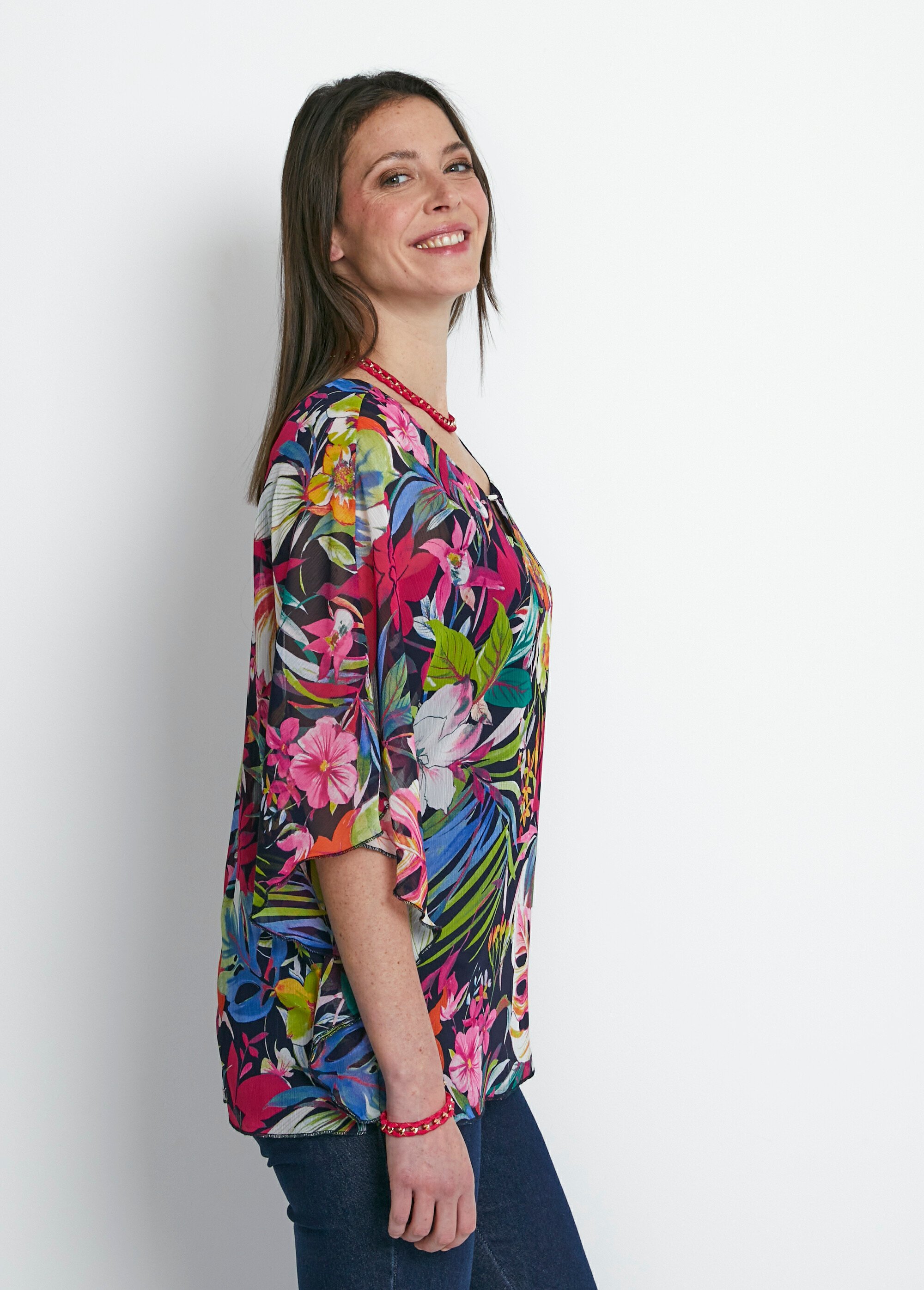 Tunique longue manches chauve-souris Femme Rose CAPMANDOU DR1
