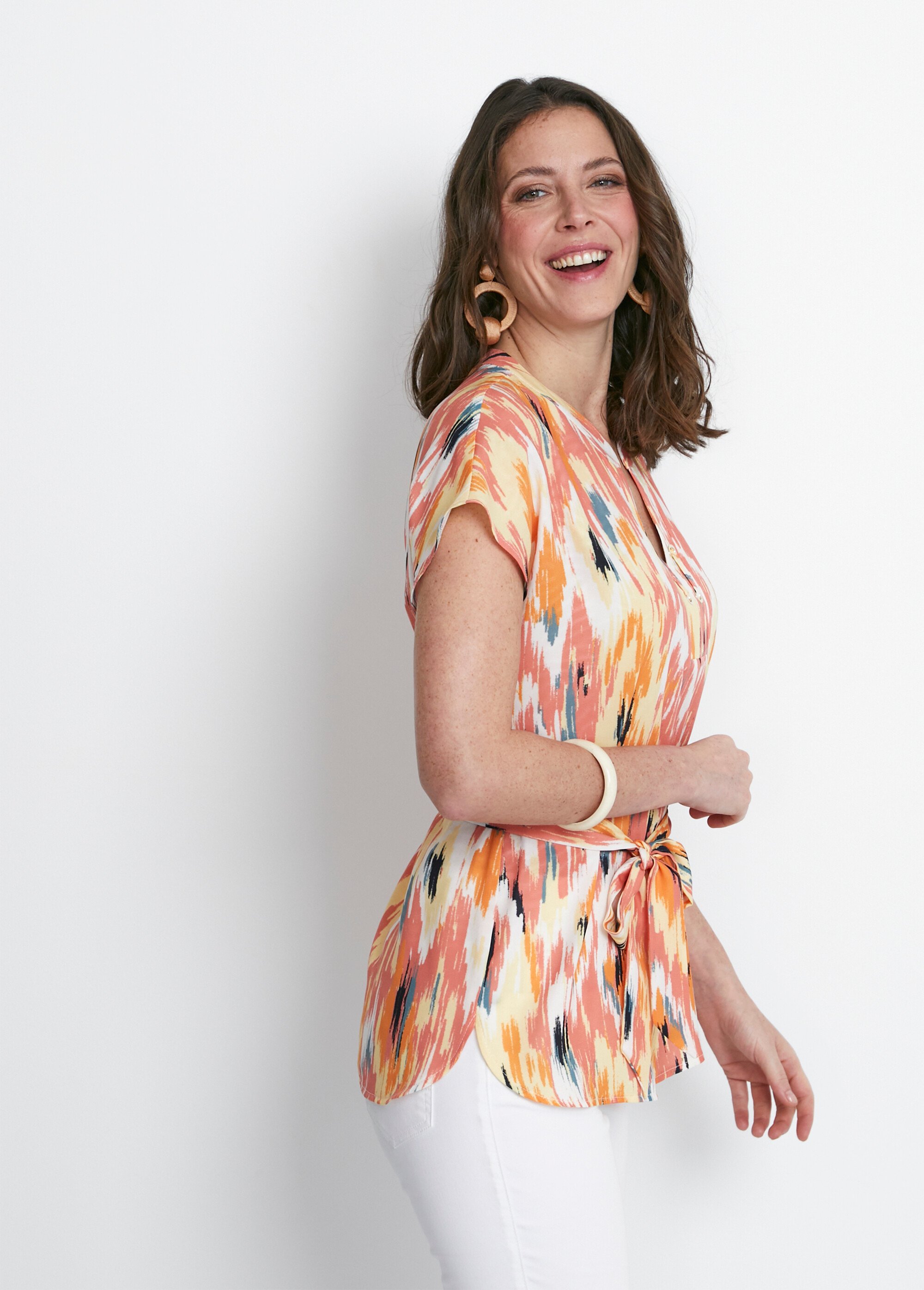 Tunique longue manches kimono Femme Orange COULEUR DR1