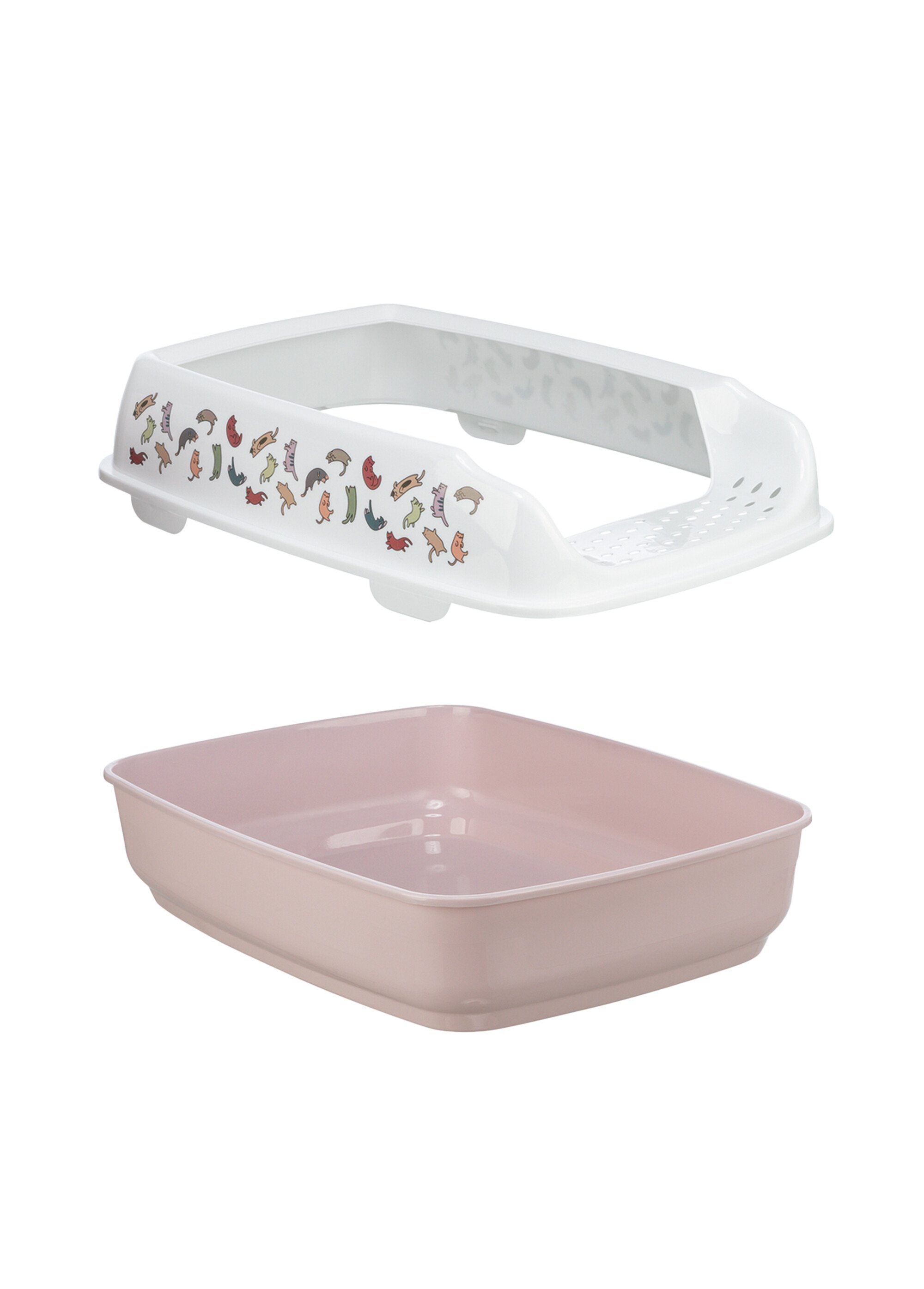 Bac à litière DELIO, décor chat ROSE TRX-40397 DE2