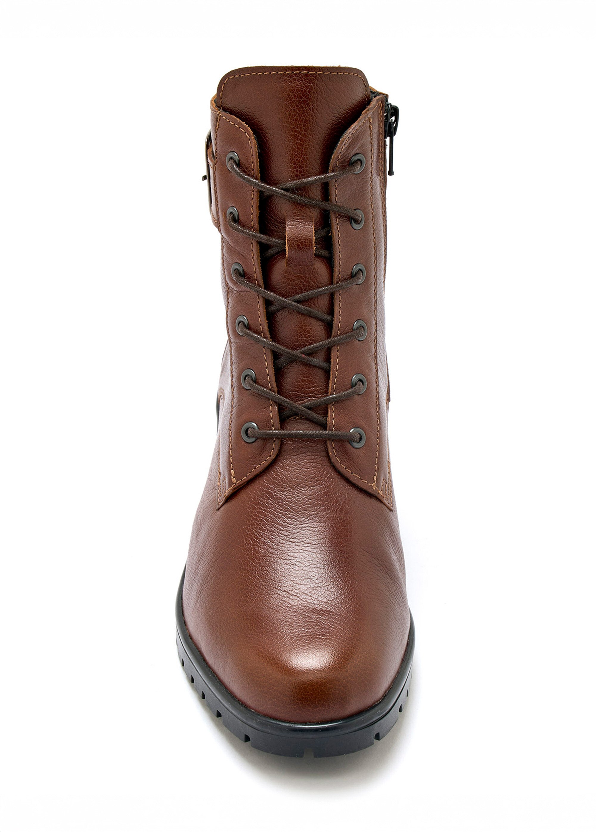 Boots lacées à talon semelle crantée Femme Marron PED2011876 FA2