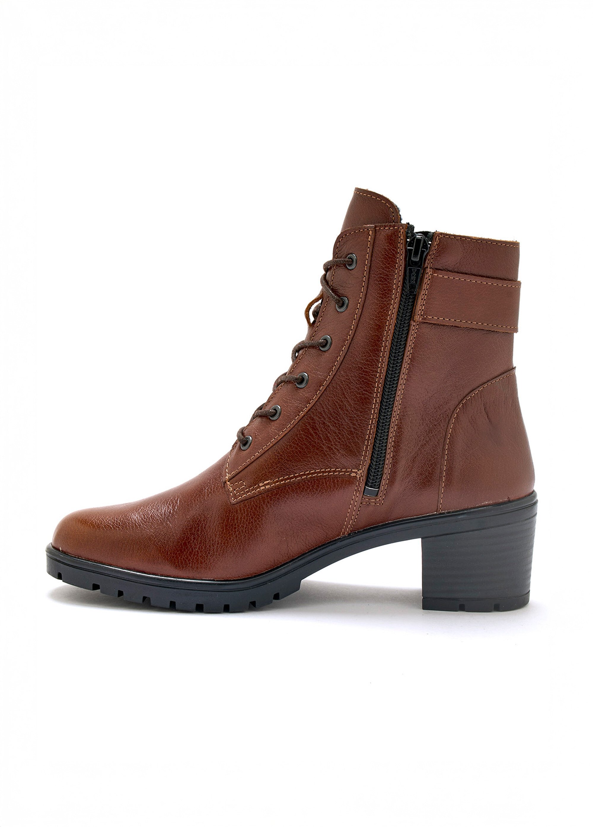 Boots lacées à talon semelle crantée Femme Marron PED2011876 GA1