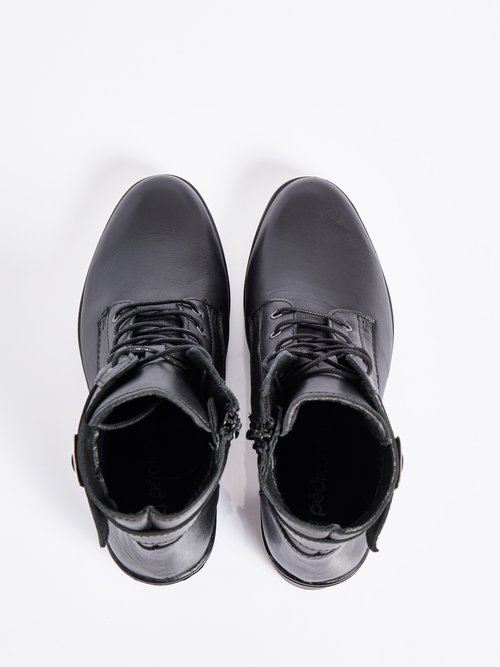 Boots lacées à talon semelle crantée Femme Noir PED2011876 OV1