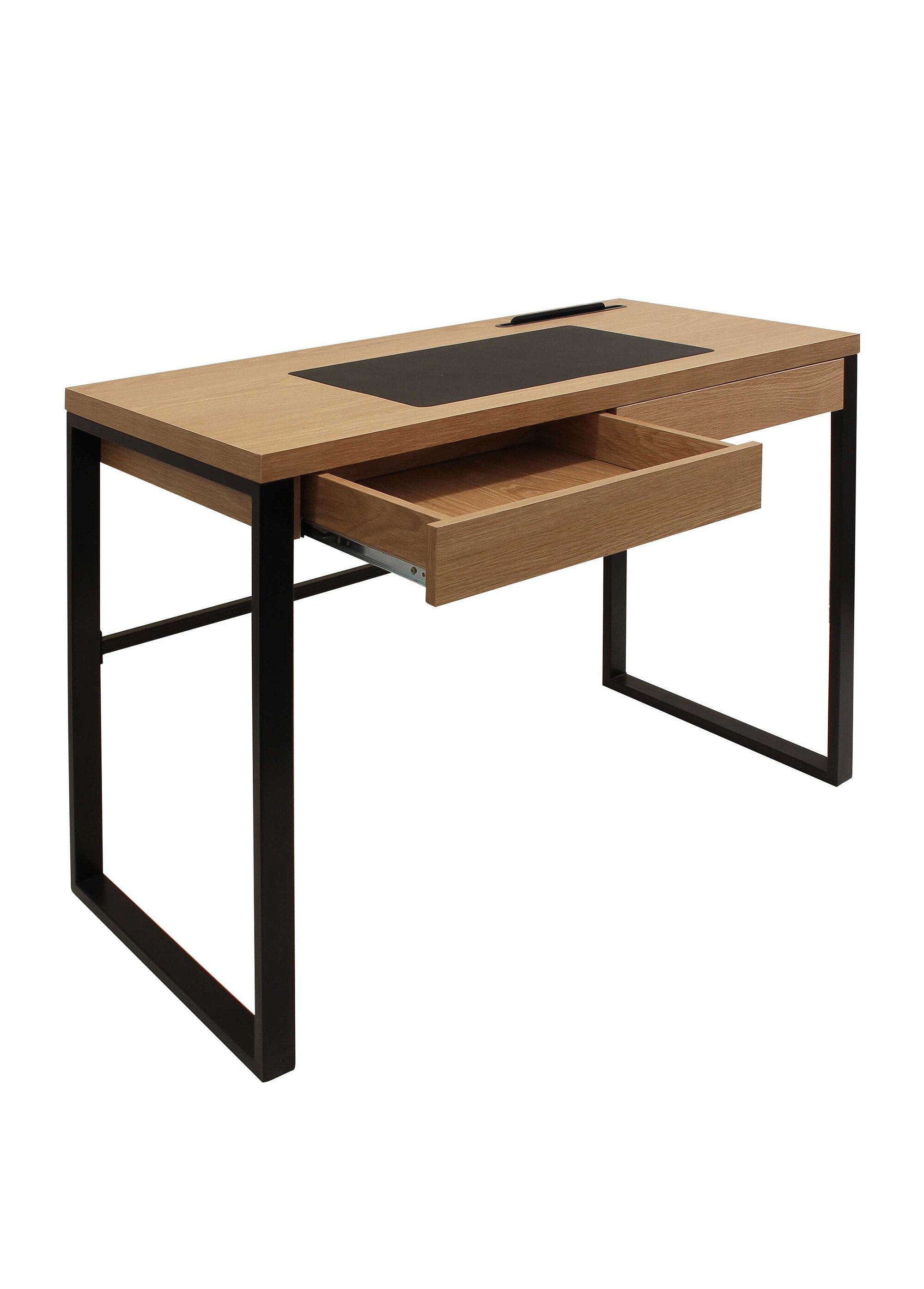 Bureau plateau bois, piètement métal