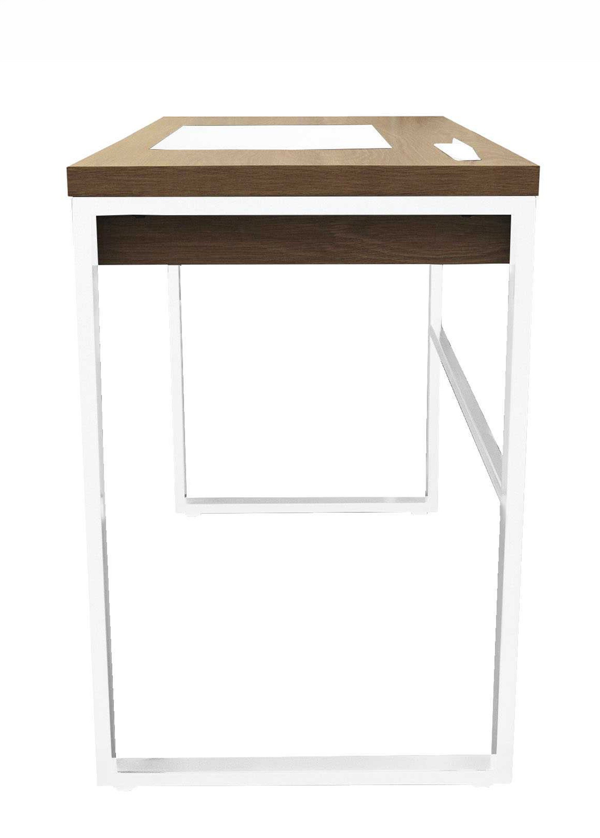 Bureau plateau bois, piètement métal MARRON ET BLANC CMP-HD3722 DE3