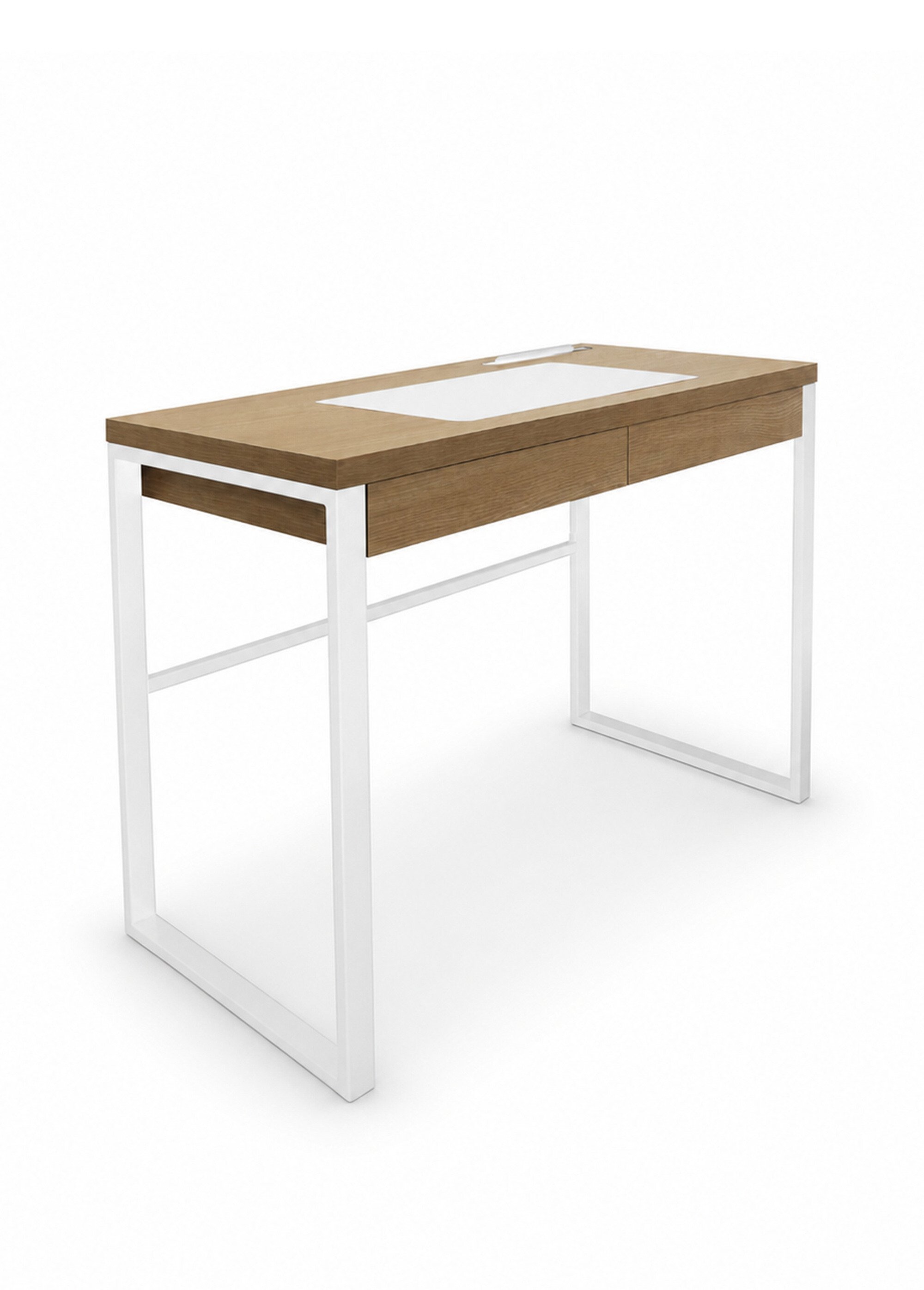 Bureau plateau bois, piètement métal
