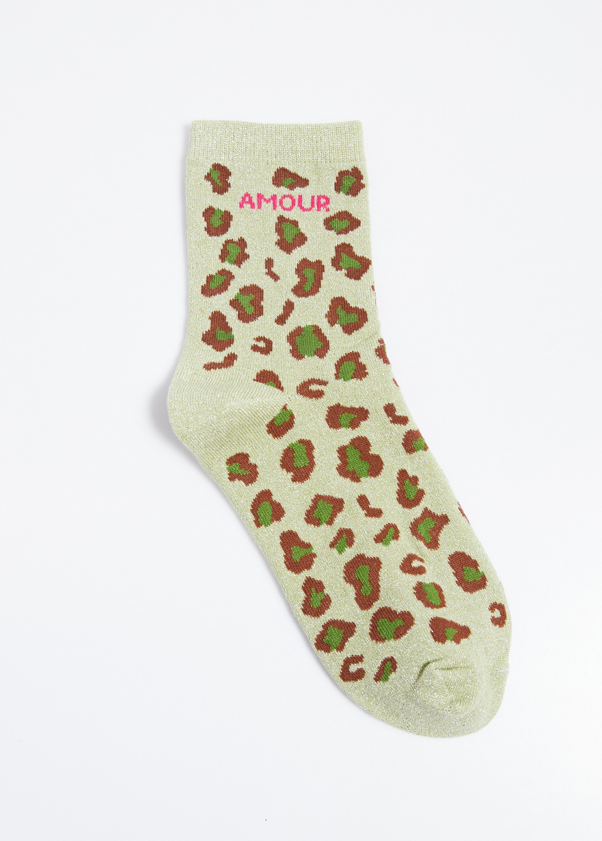Chaussettes AMOUR, motif léopard métallisé