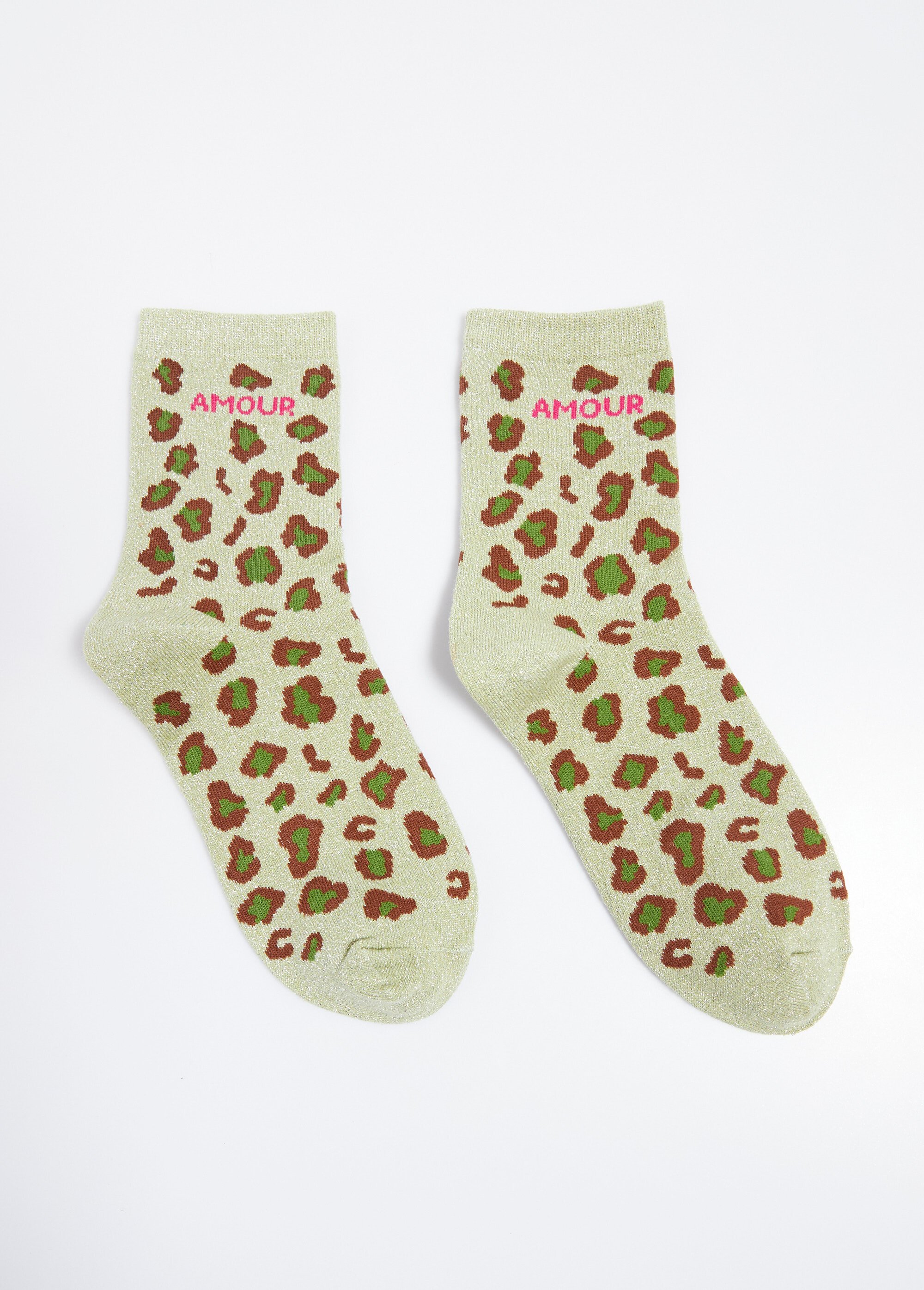 Chaussettes AMOUR, motif léopard métallisé