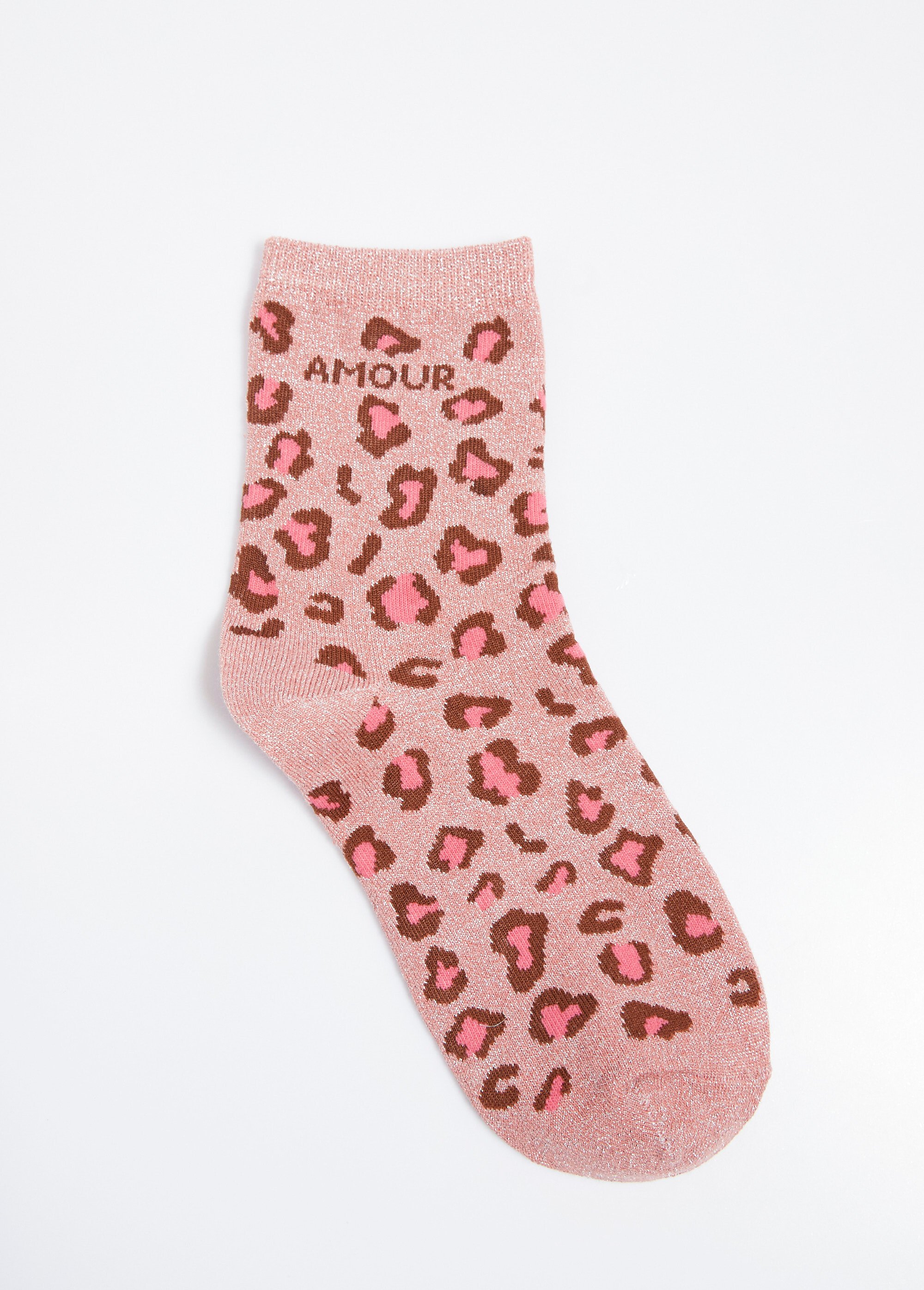 Chaussettes AMOUR, motif léopard métallisé