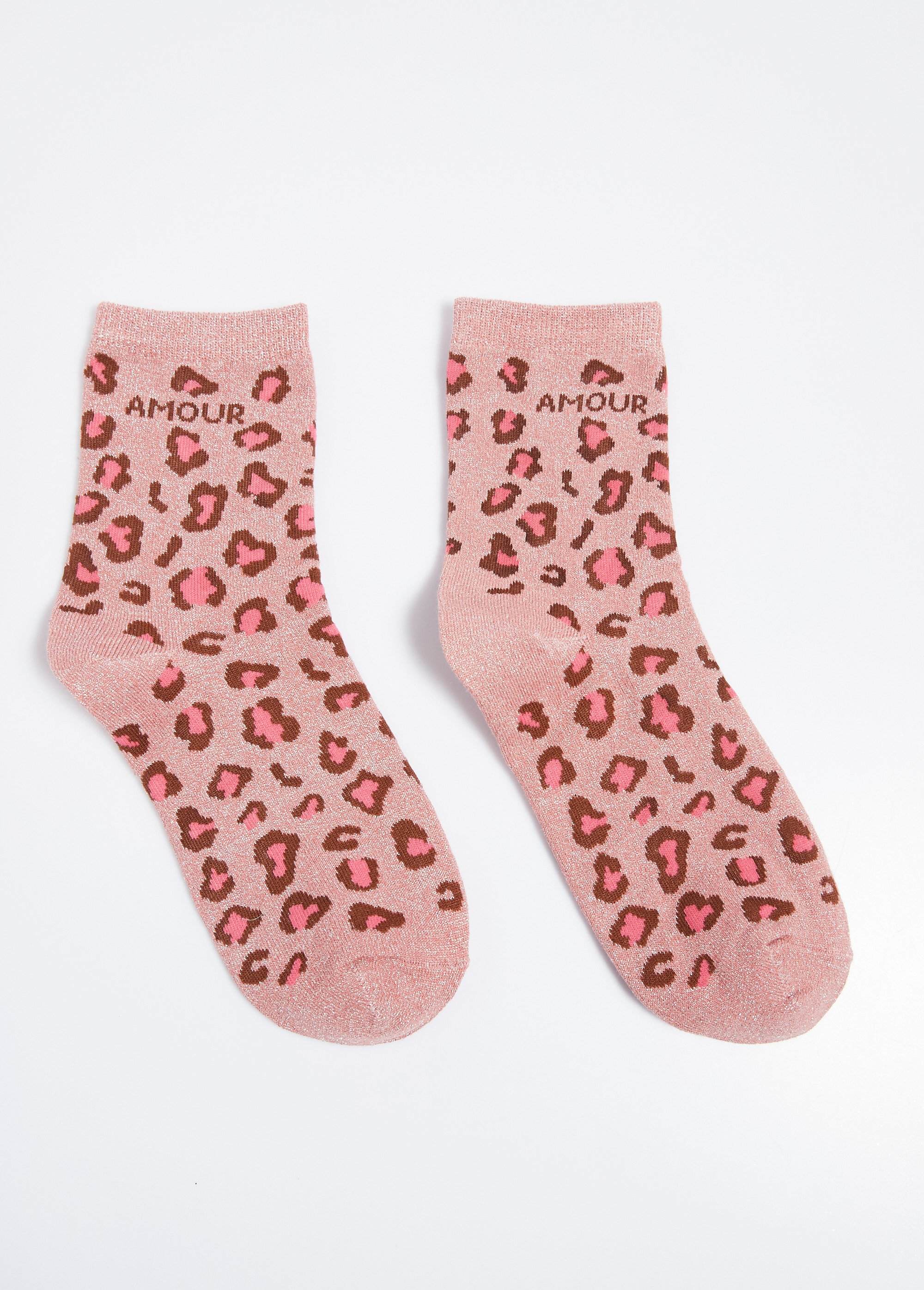 Chaussettes AMOUR, motif léopard métallisé