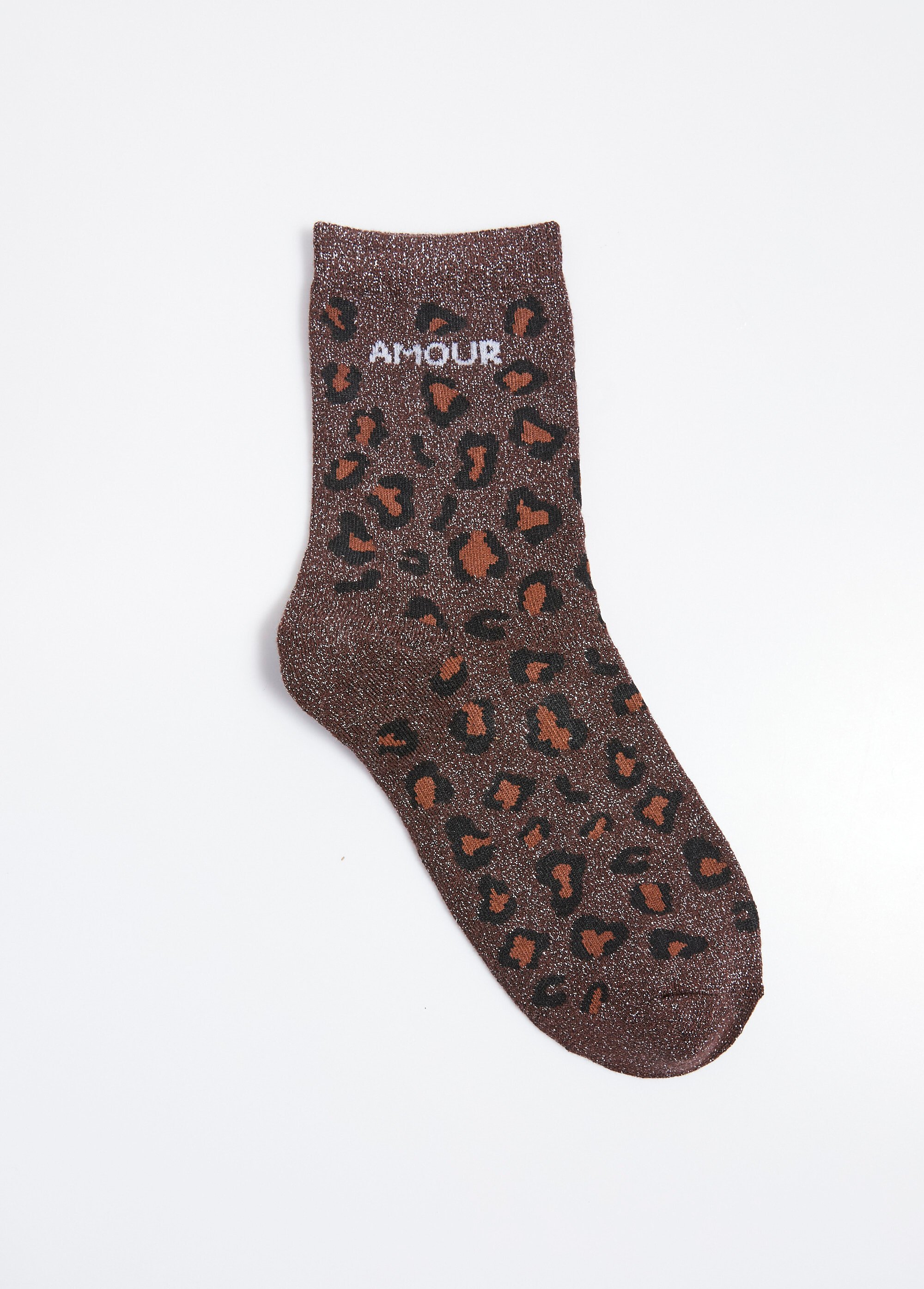 Chaussettes AMOUR, motif léopard métallisé