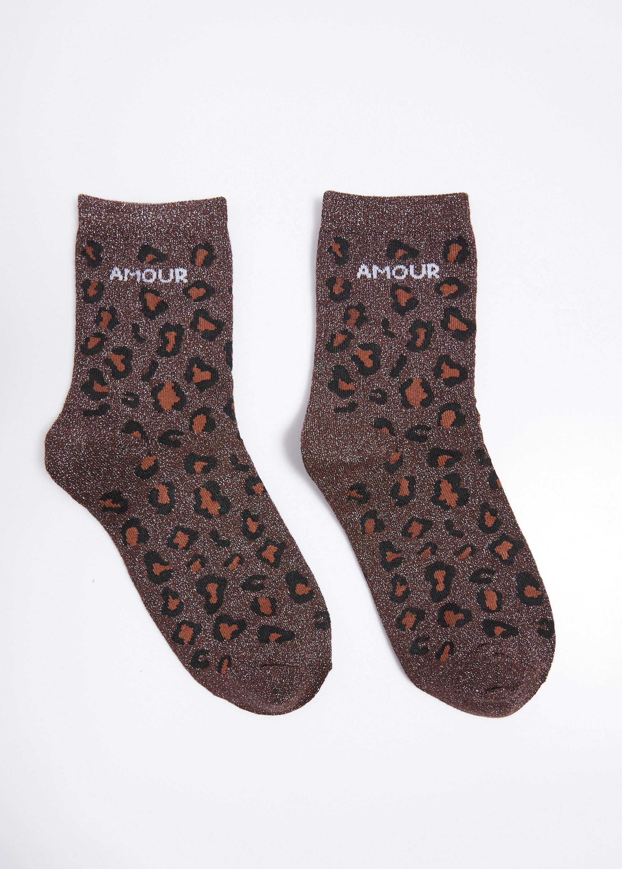 Chaussettes AMOUR, motif léopard métallisé