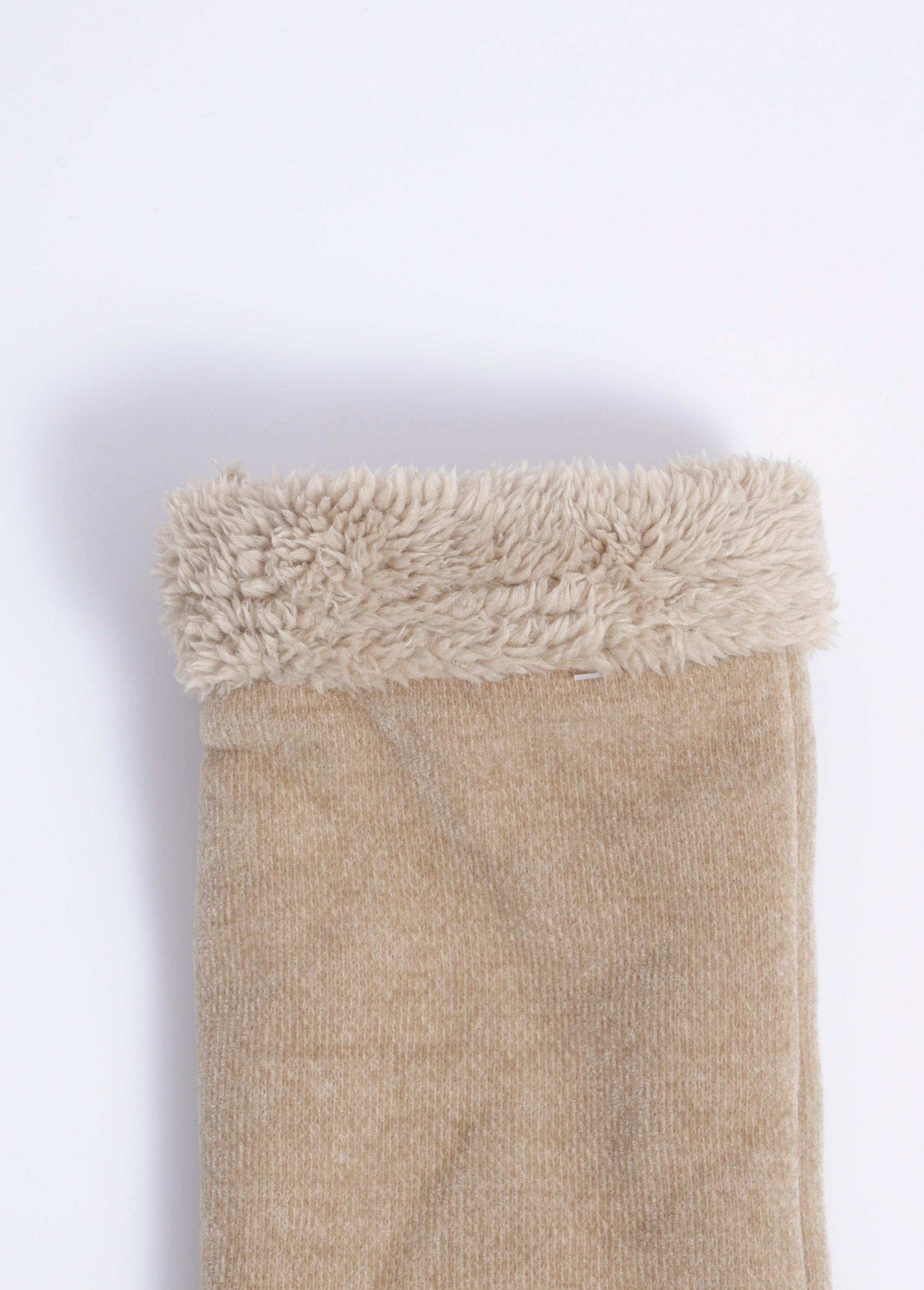 Chaussettes d'intérieur chaudes à picots Femme Beige TIS-CHENILLE DE2