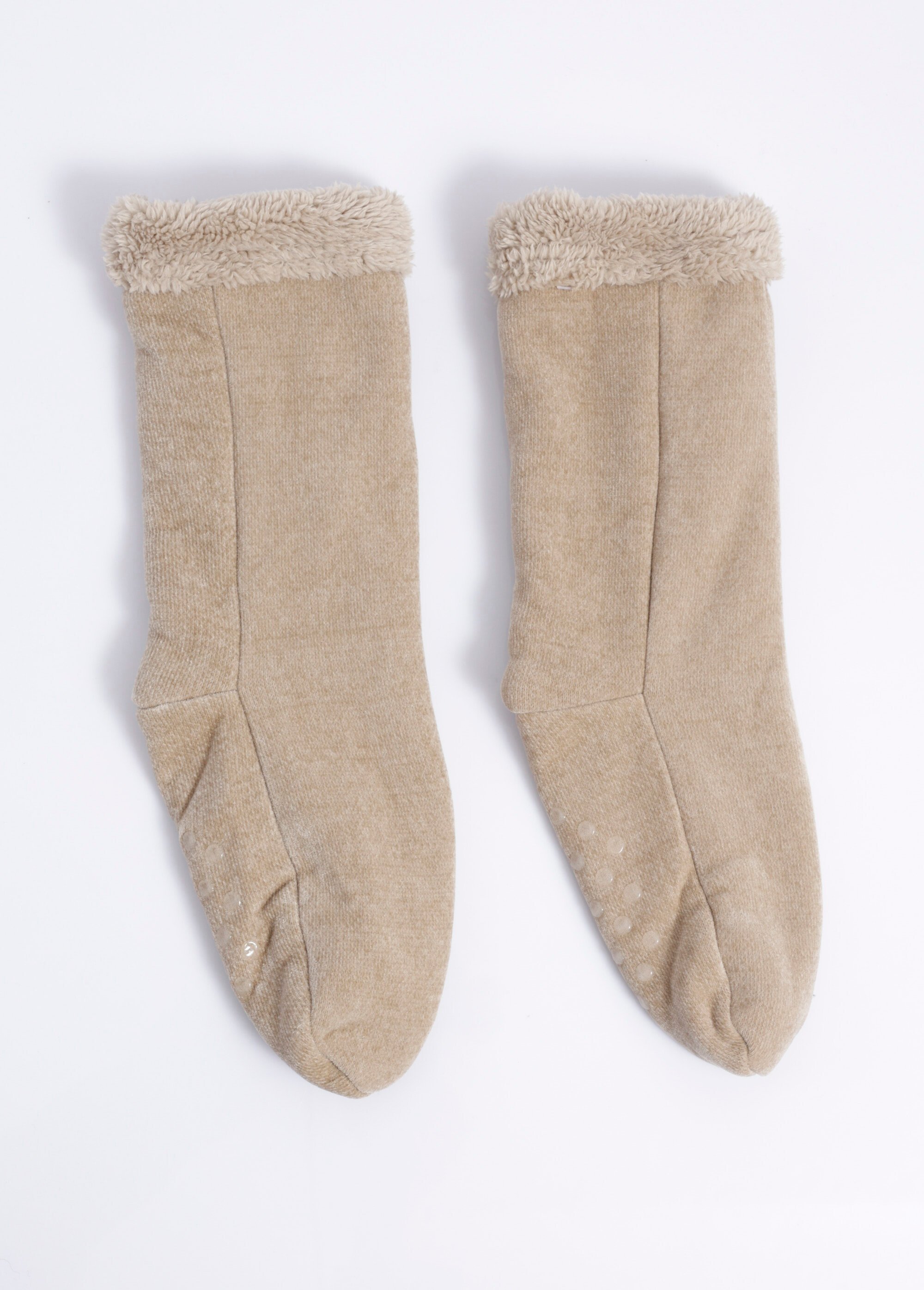 Chaussettes d'intérieur chaudes à picots Femme Beige TIS-CHENILLE FA1