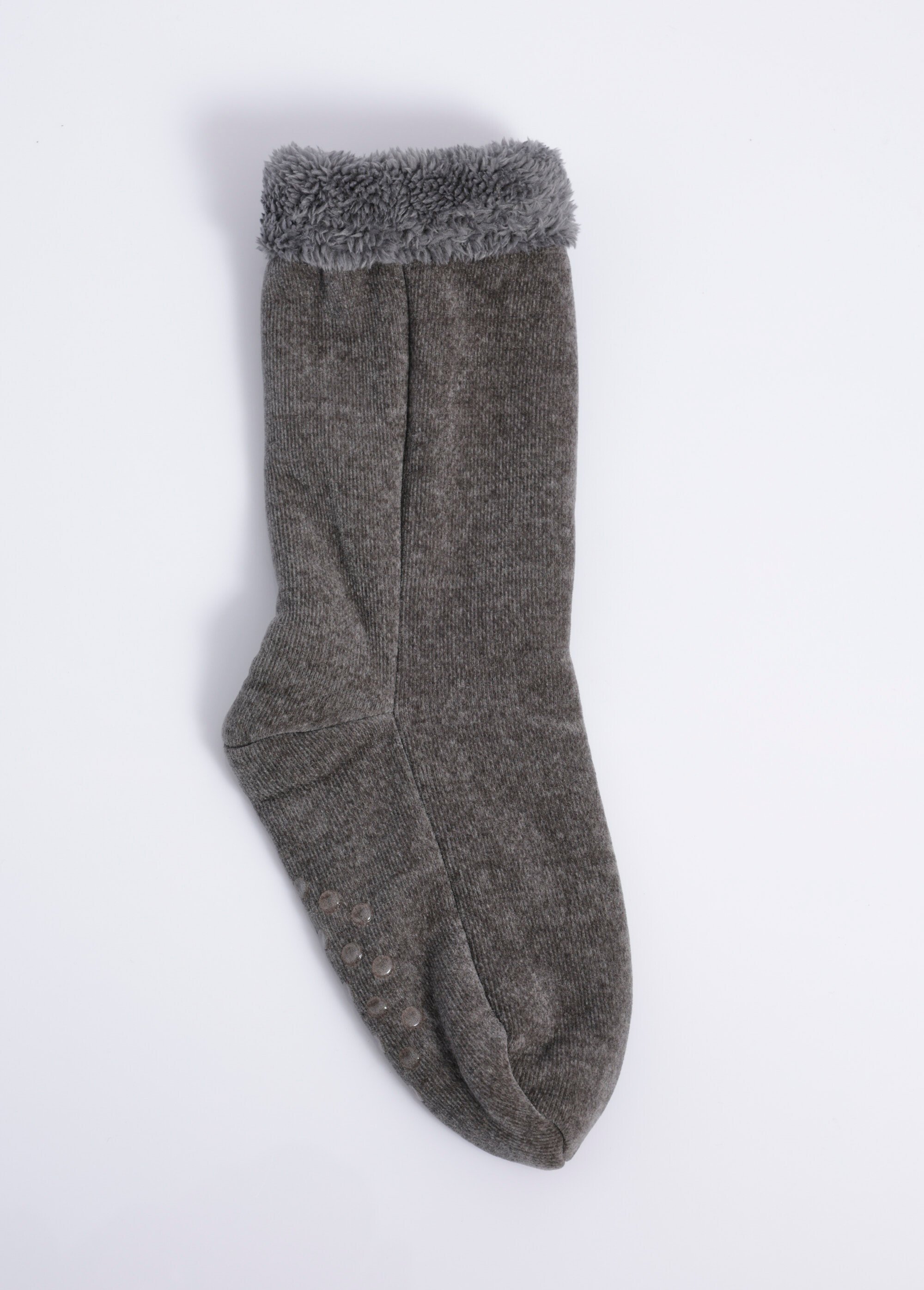 Chaussettes d'intérieur chaudes à picots Femme Gris TIS-CHENILLE DE1