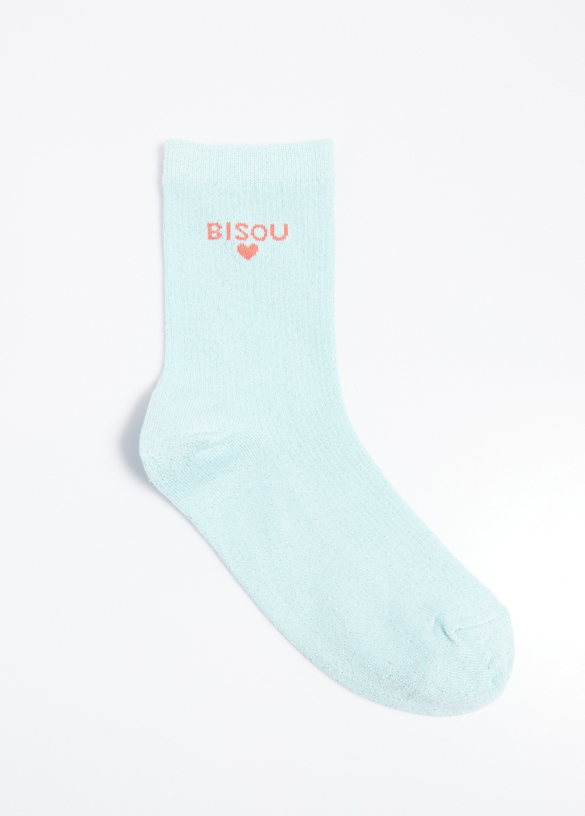 Chaussettes fil métallisé message BISOU