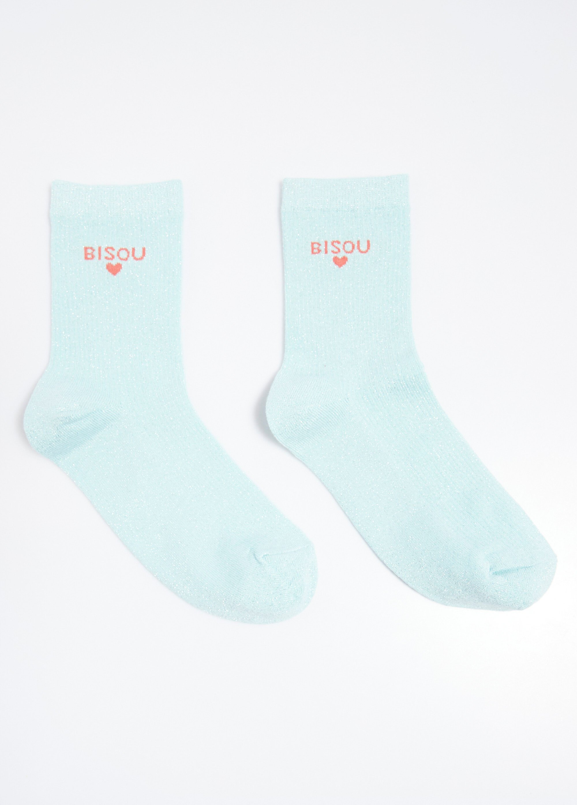 Chaussettes fil métallisé message BISOU