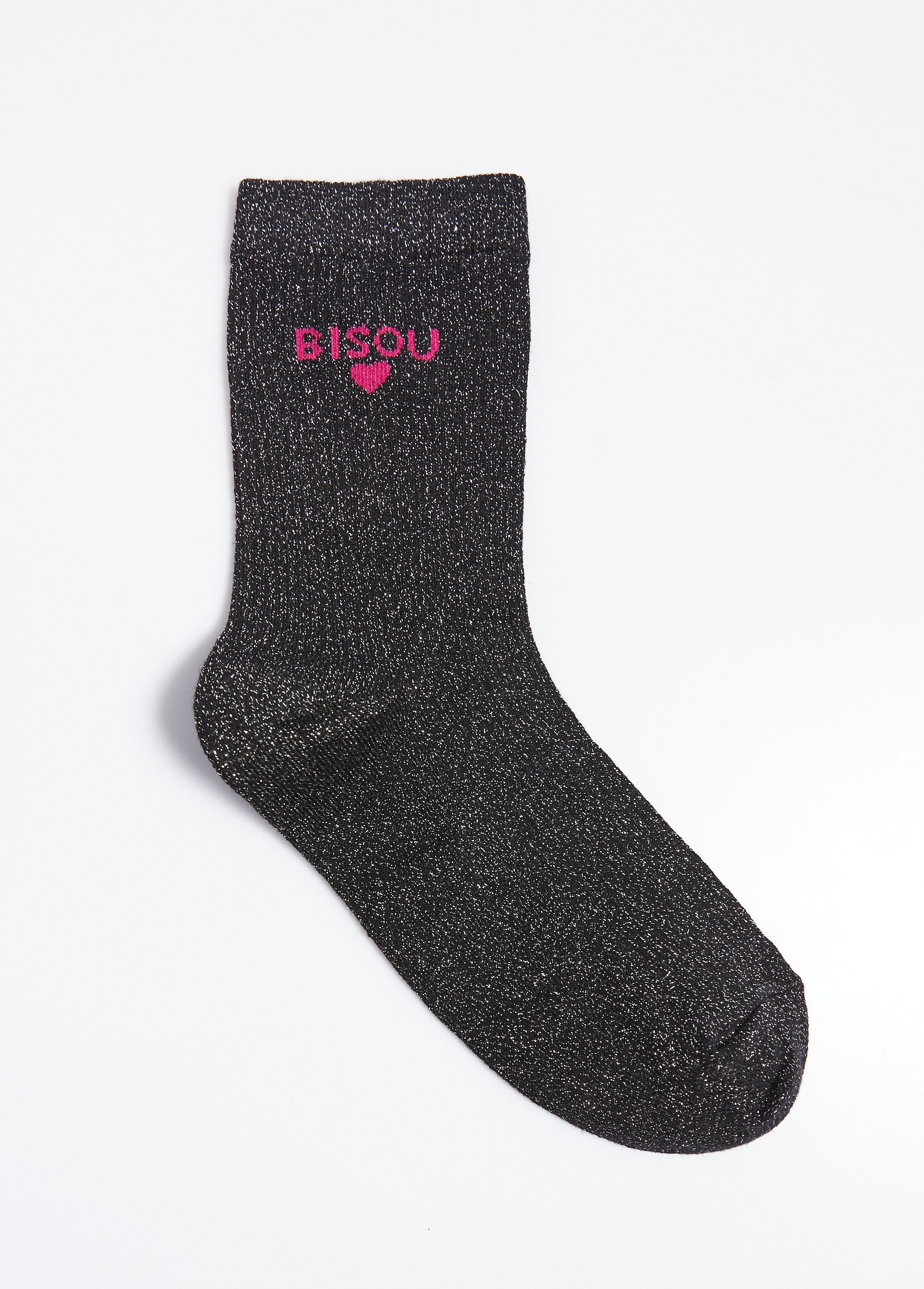 Chaussettes fil métallisé message BISOU